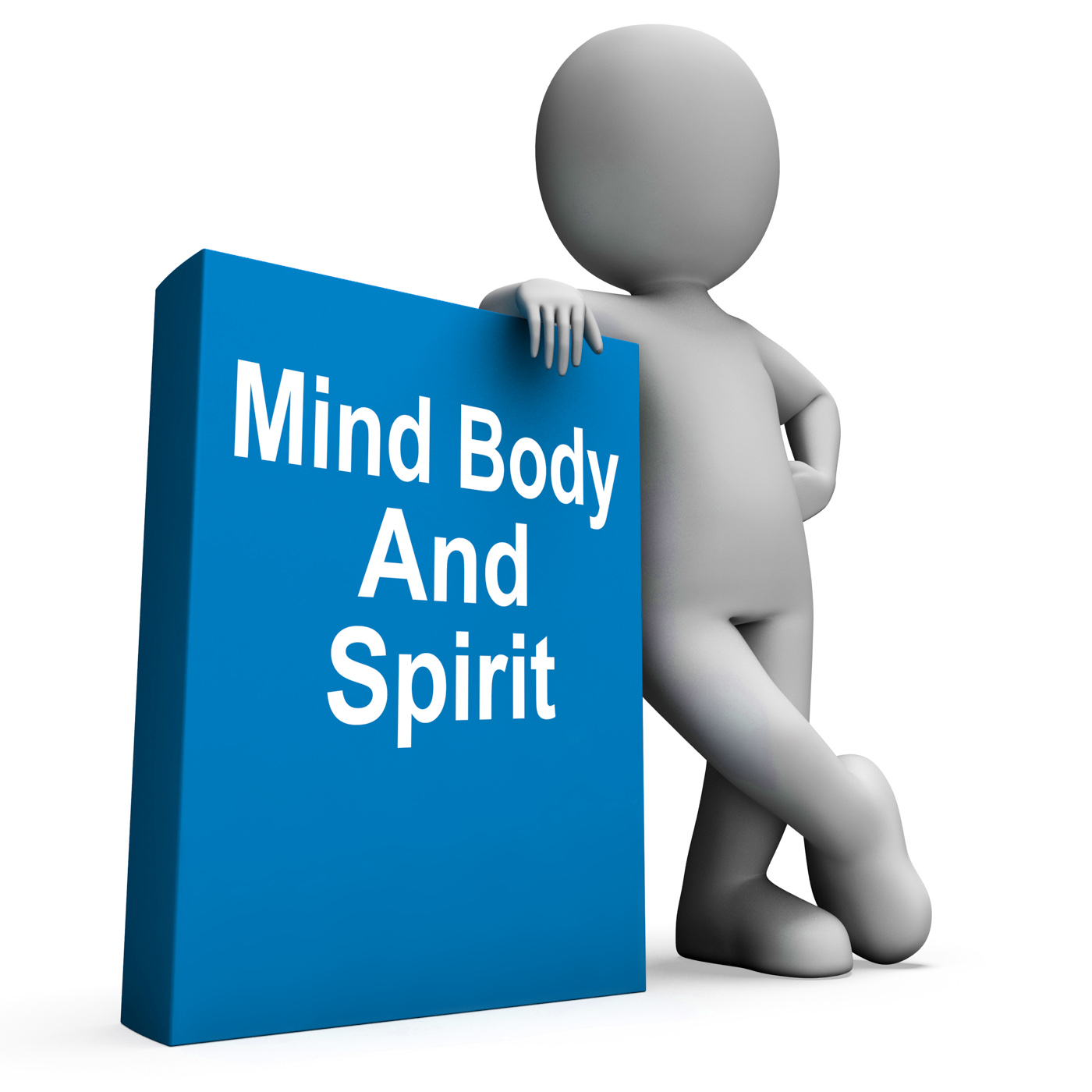 Mind body and spirit book with character shows holistic books photo