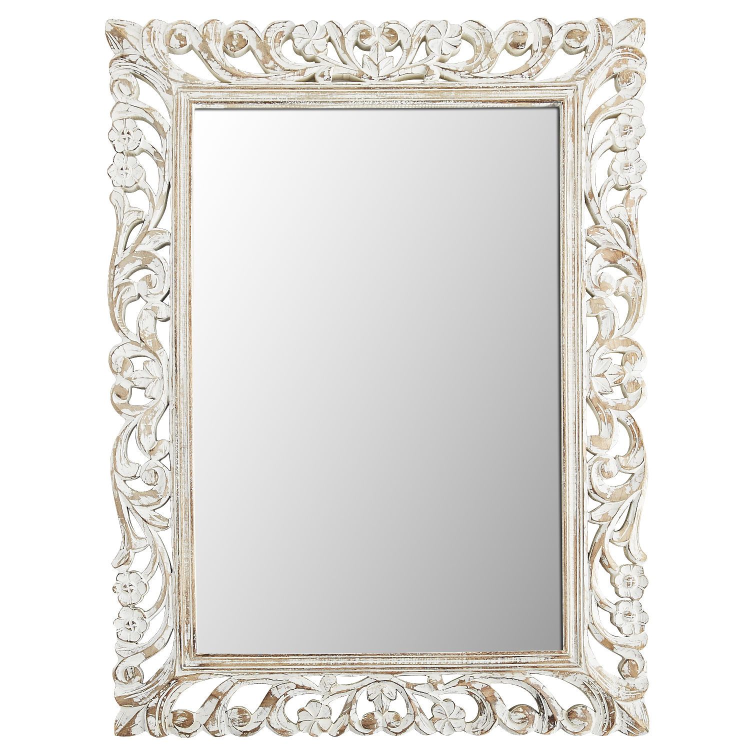 White Floral Carved Wood Frame 36x48 Mirror | Pier 1 Imports