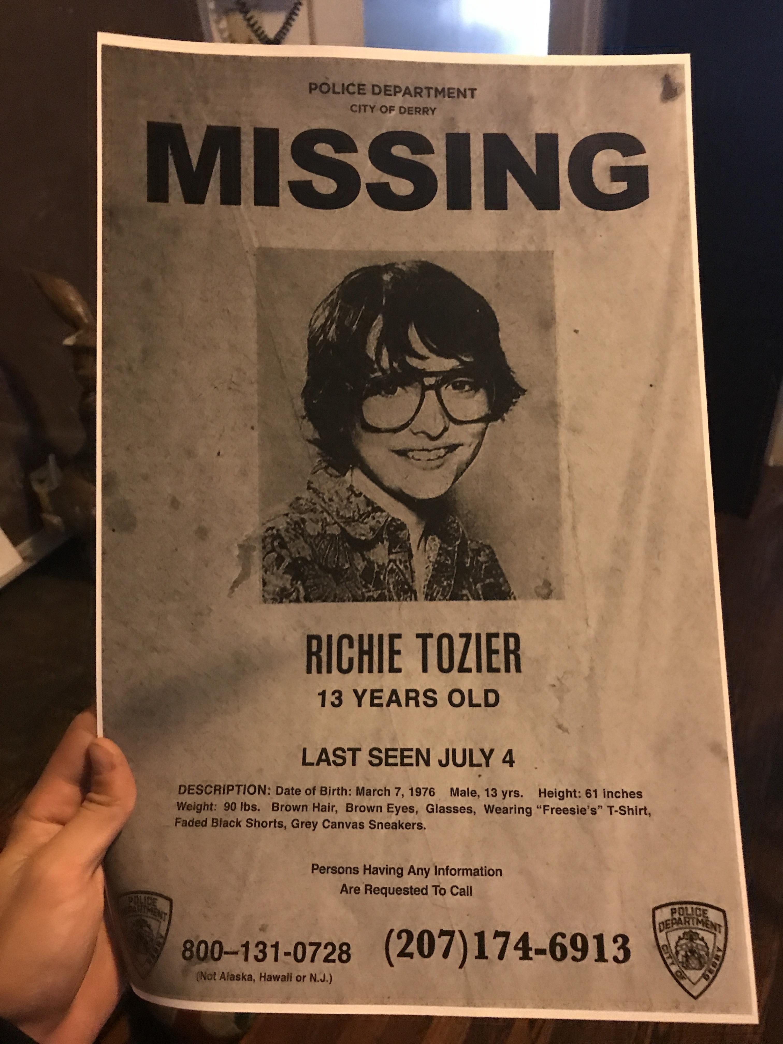 I called the numbers on the IT missing child posters. : movies