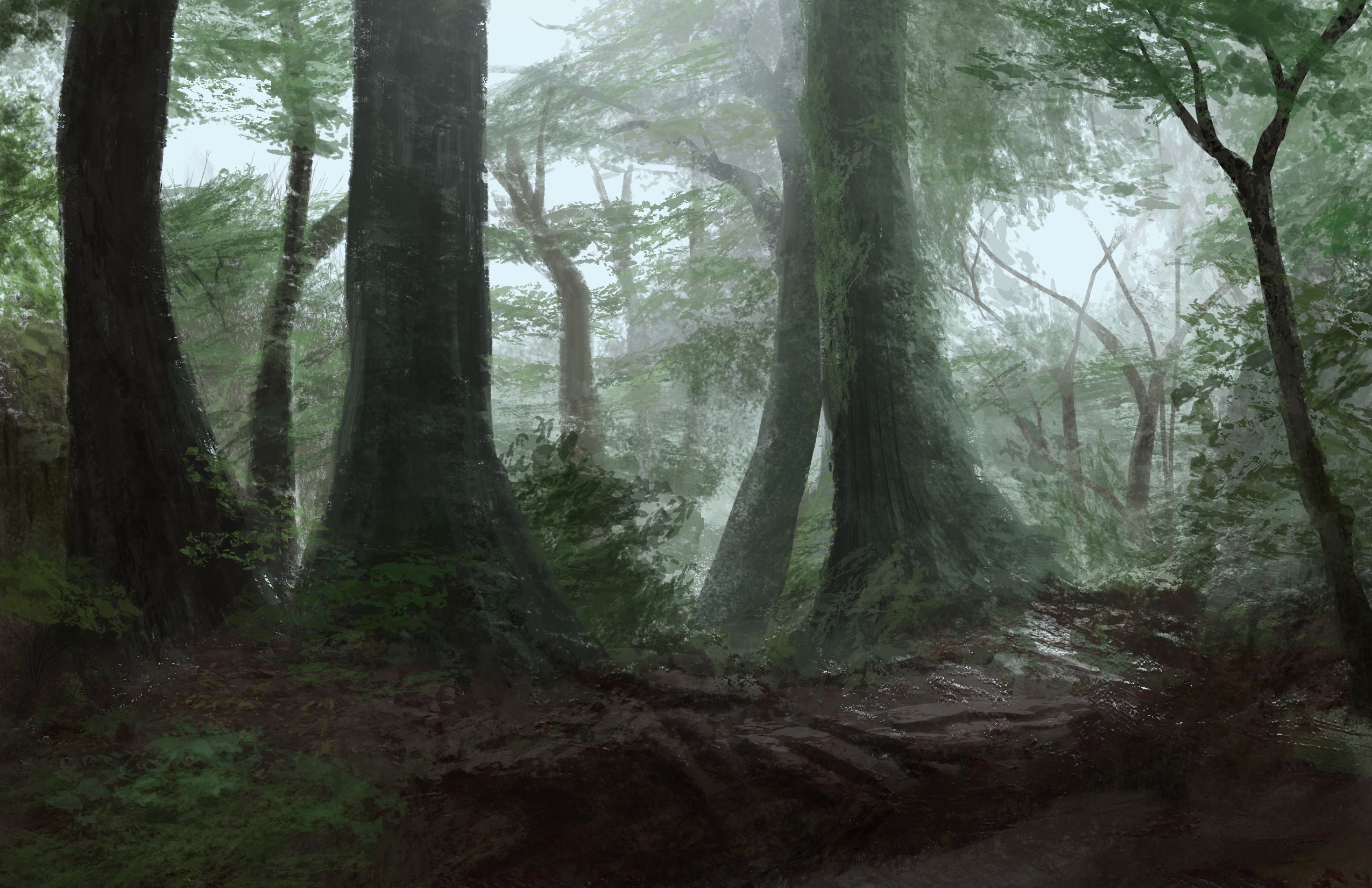 Misty Forest Digital Painting — Steemit