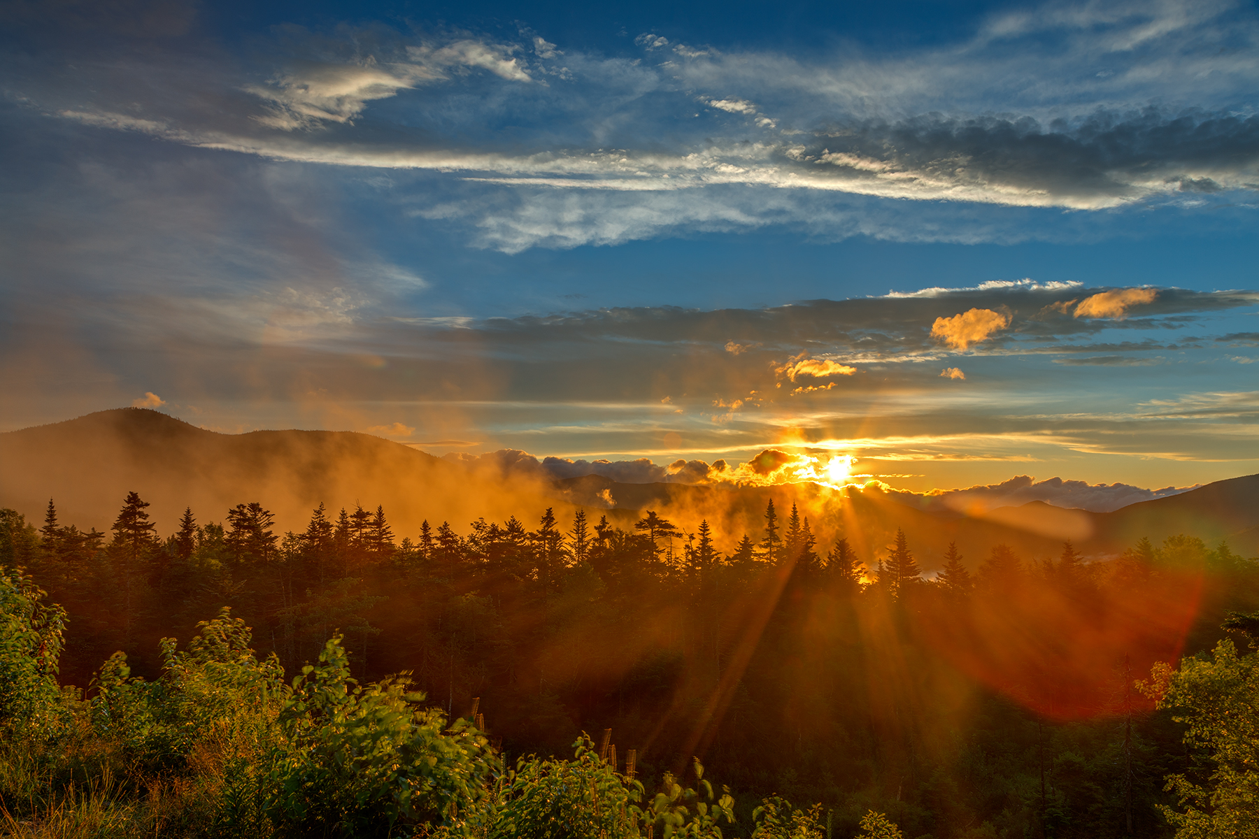 Misty White Mountain Sunset - HDR, New, Red, Range, Pretty, HQ Photo