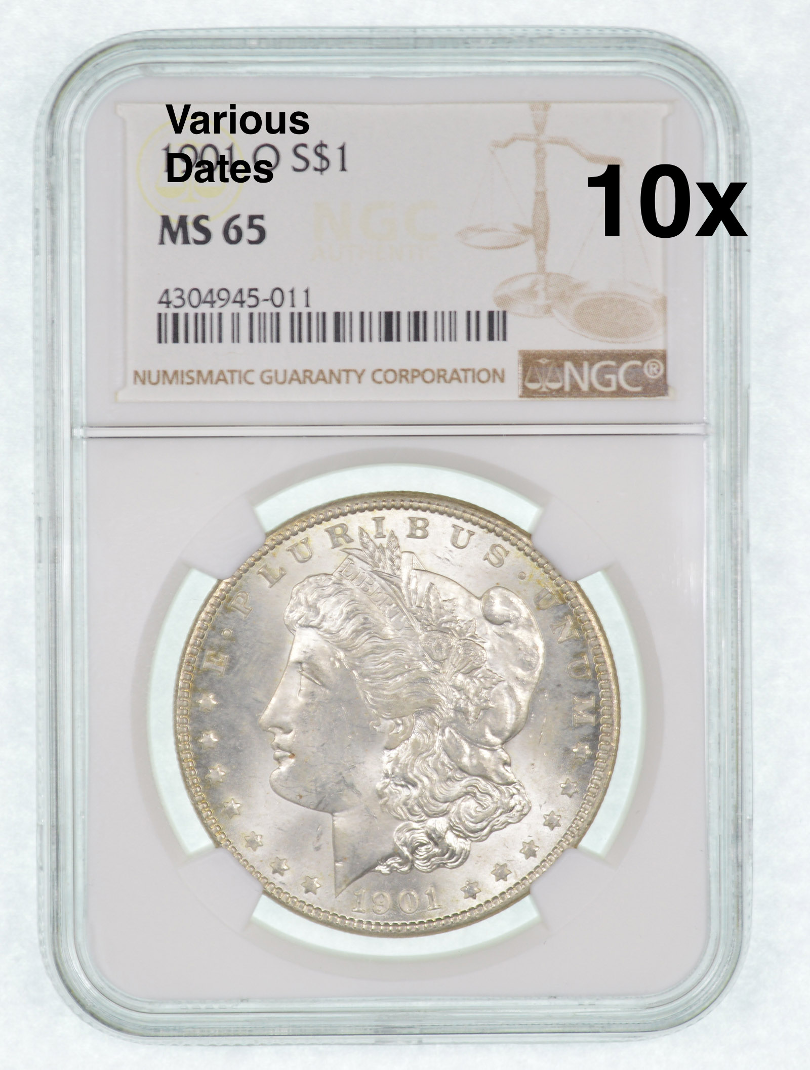 Lot of 10 Mixed Dates MS-65 NGC Morgan Silver Dollars | Property Room