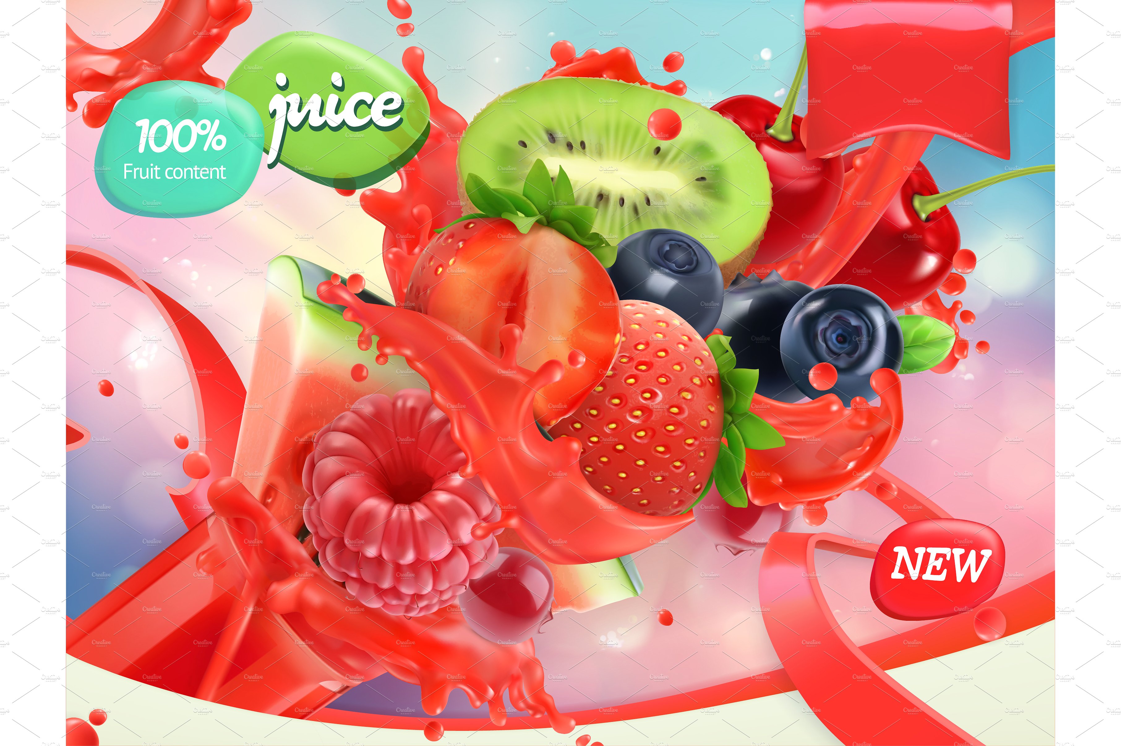 Mix fruits and berries. Vector ~ Illustrations ~ Creative Market