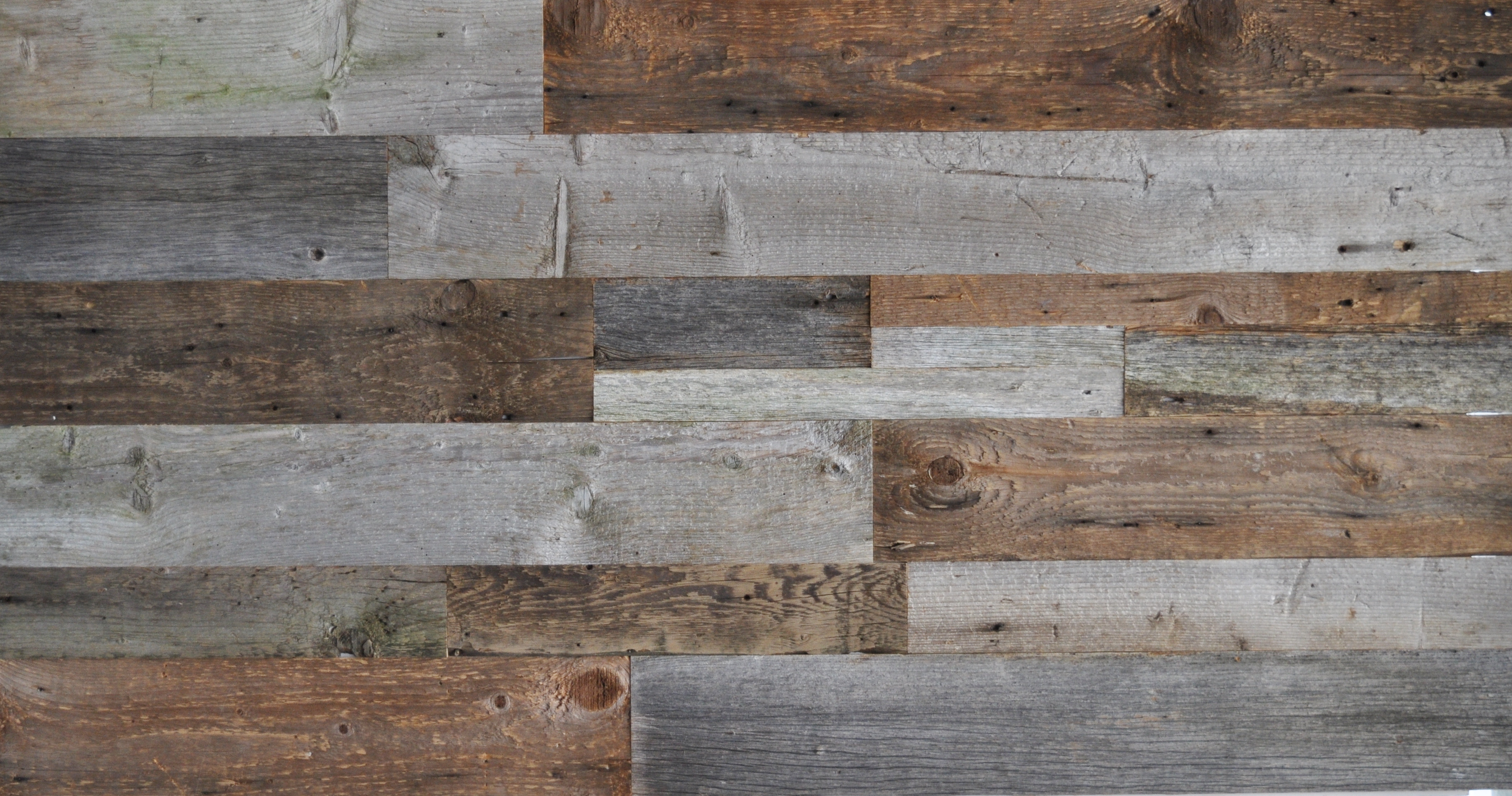 DIY Reclaimed Wood Accent Wall Grey and Natural Brown Shades Mixed ...