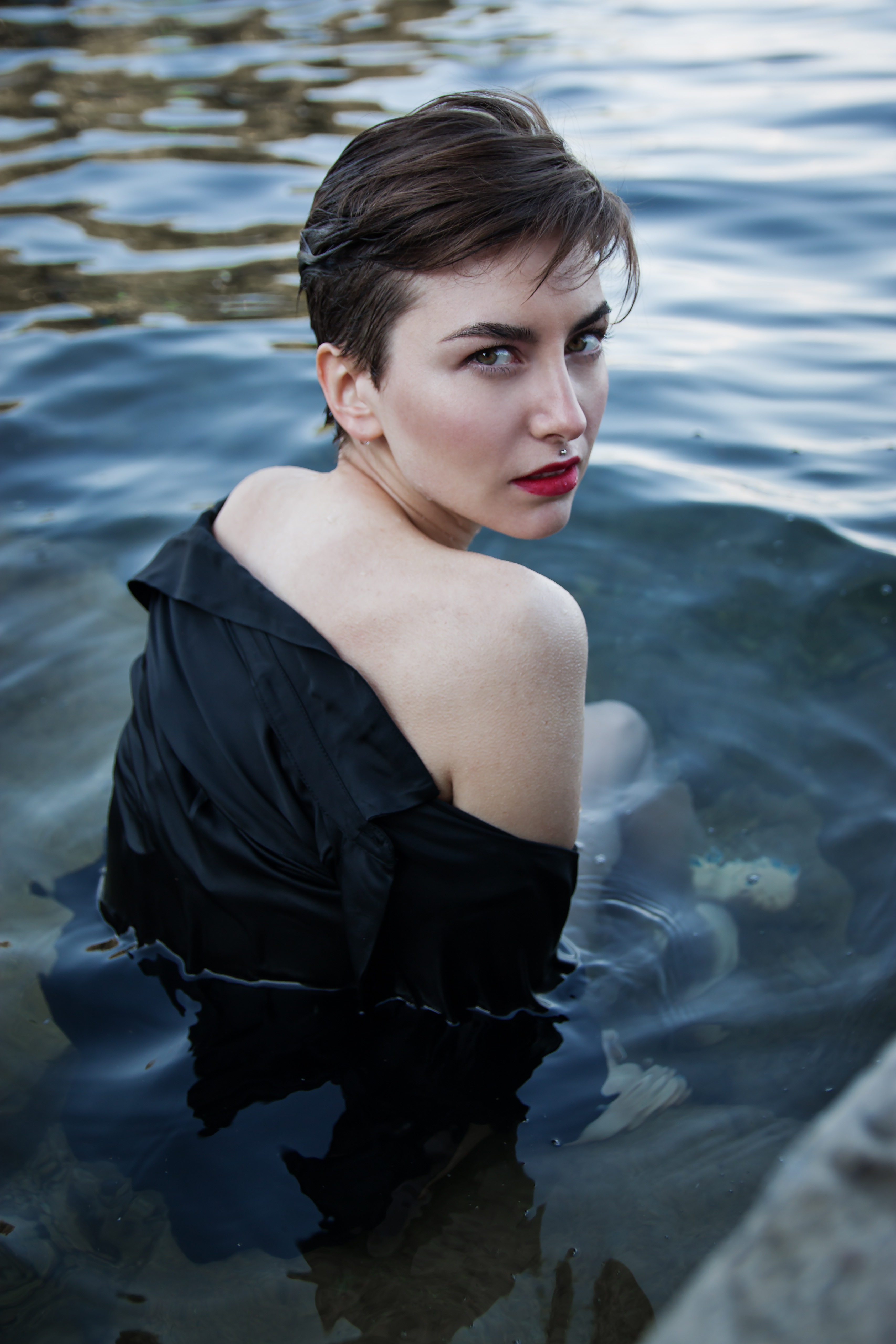 Model in the water photo