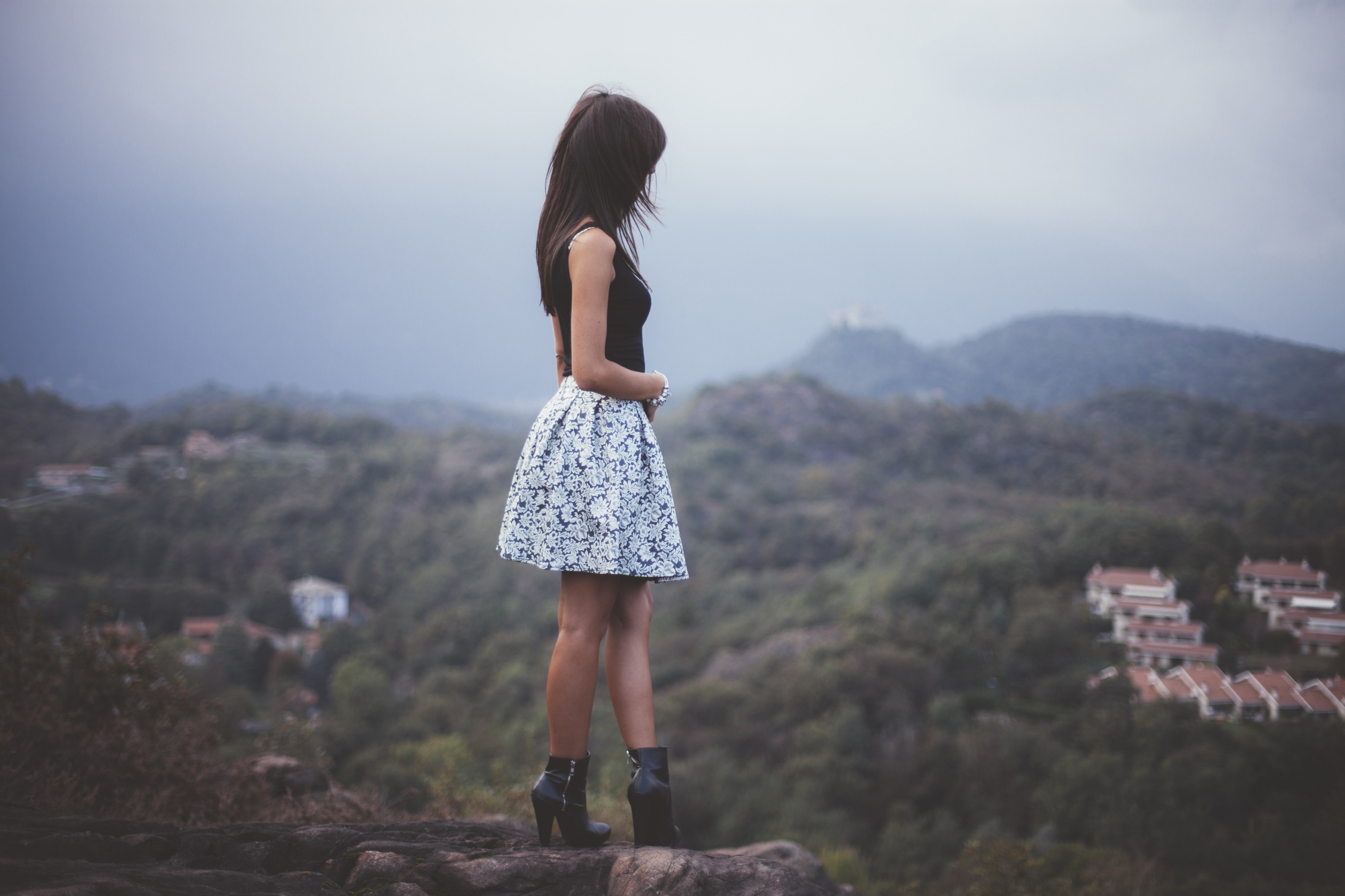 Model Observing, Activity, Girl, Hill, Human, HQ Photo