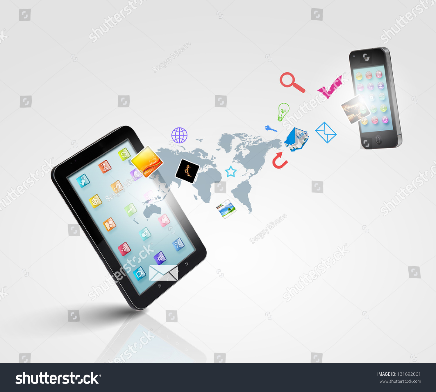 Modern Communication Technology Illustration Mobile Phone Stock ...