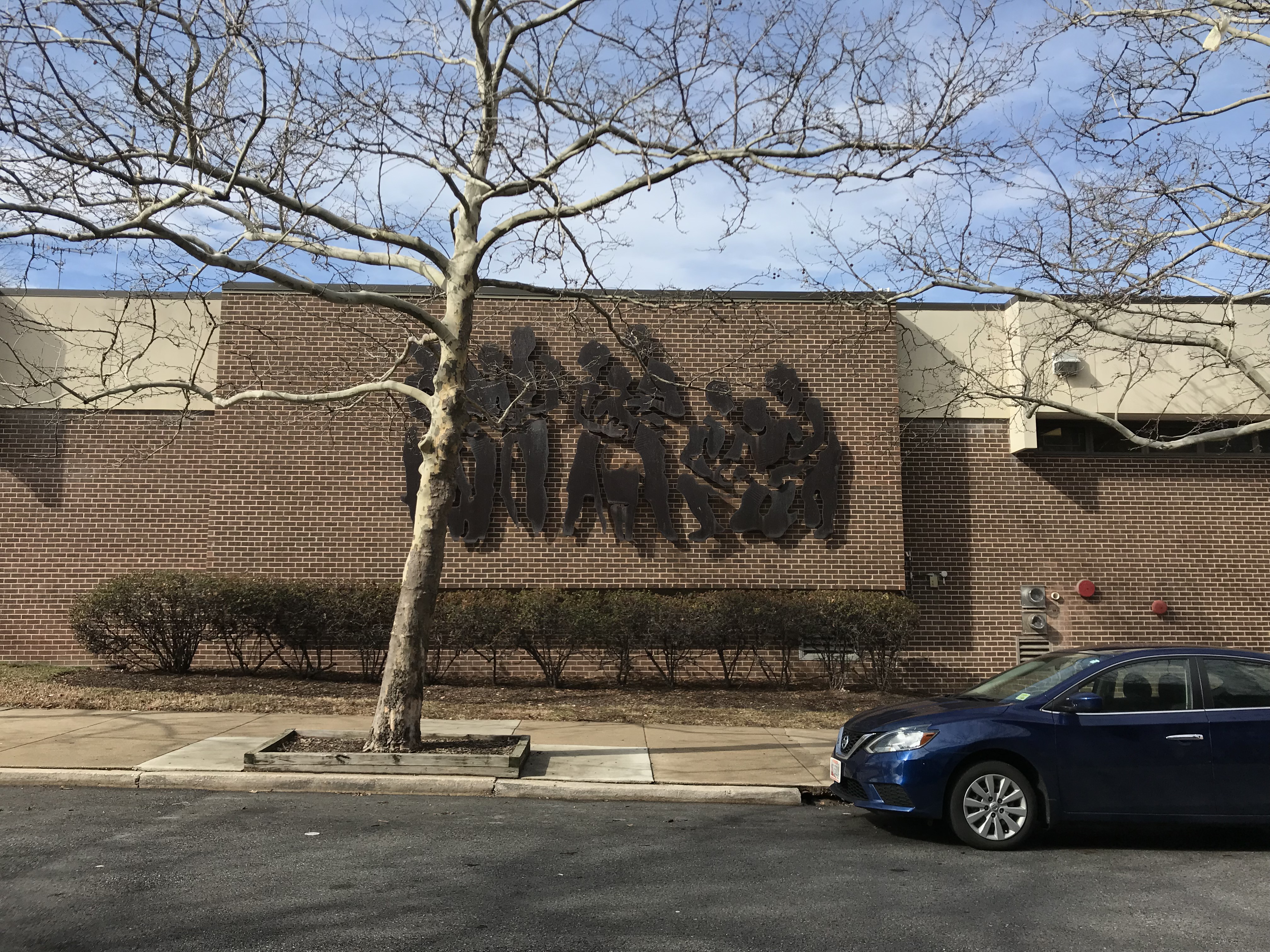 Modern wall sculpture, Total Health Care, Inc./Larry Young Division Health Center, 1501 Division Street, Baltimore, MD 21217, Baltimore, Building, Car, Clinic, HQ Photo