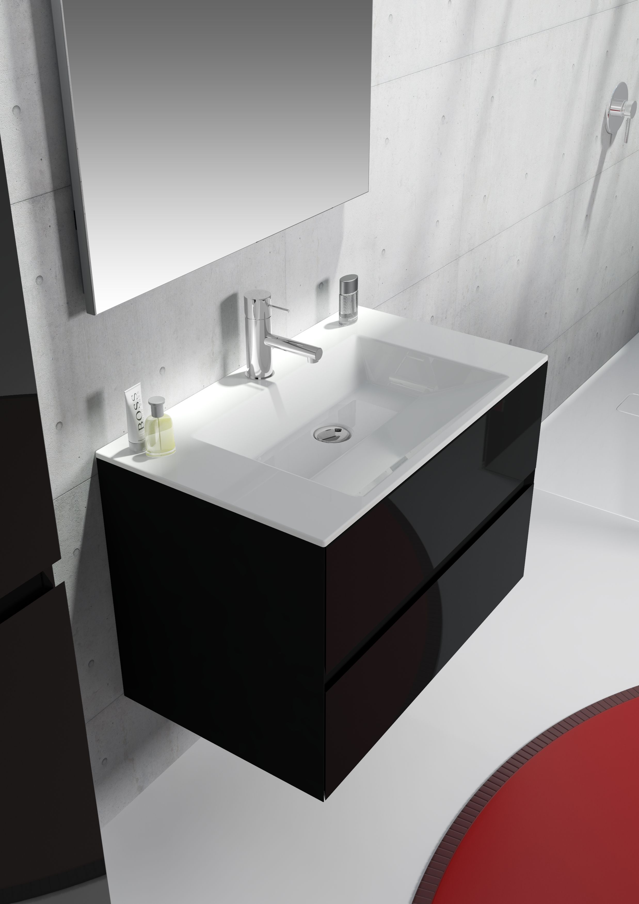 Bathroom furniture in modern style. Slim washbasin made of high ...