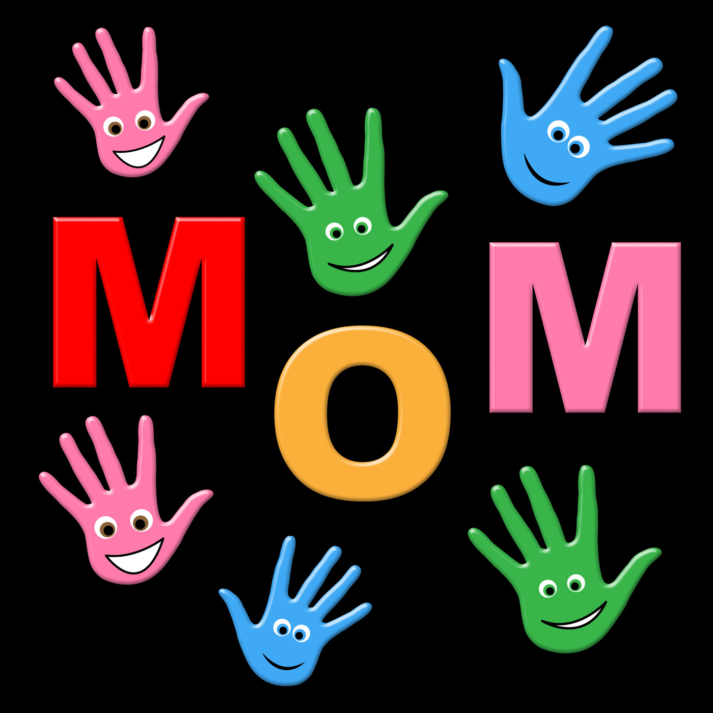 Mom Handprints Shows Painted Mommy And Creativity, Artwork, Mamma, Painted, Mummy, HQ Photo