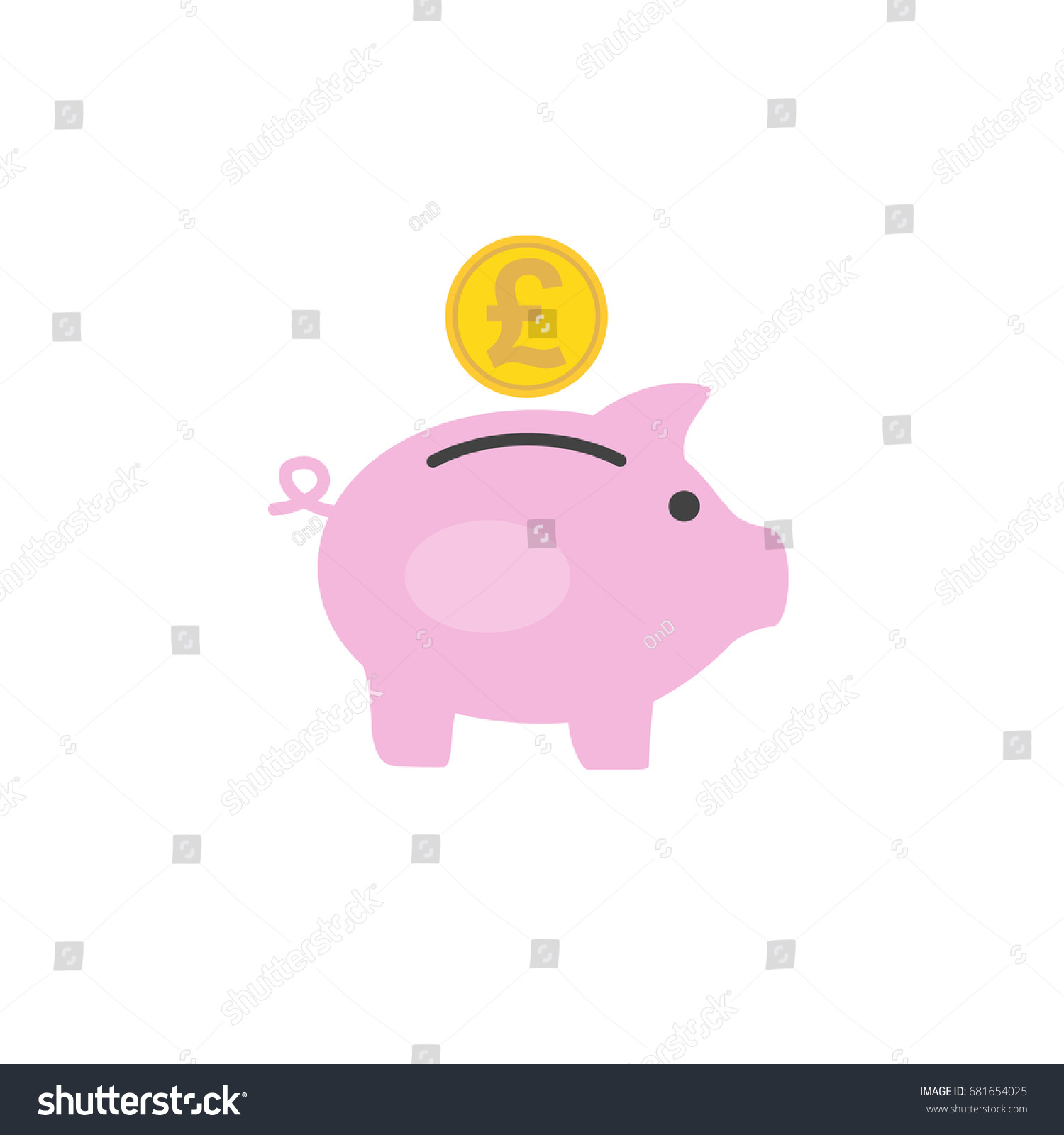 Money Box Pig Pound Coin Inserting Stock Illustration 681654025 ...