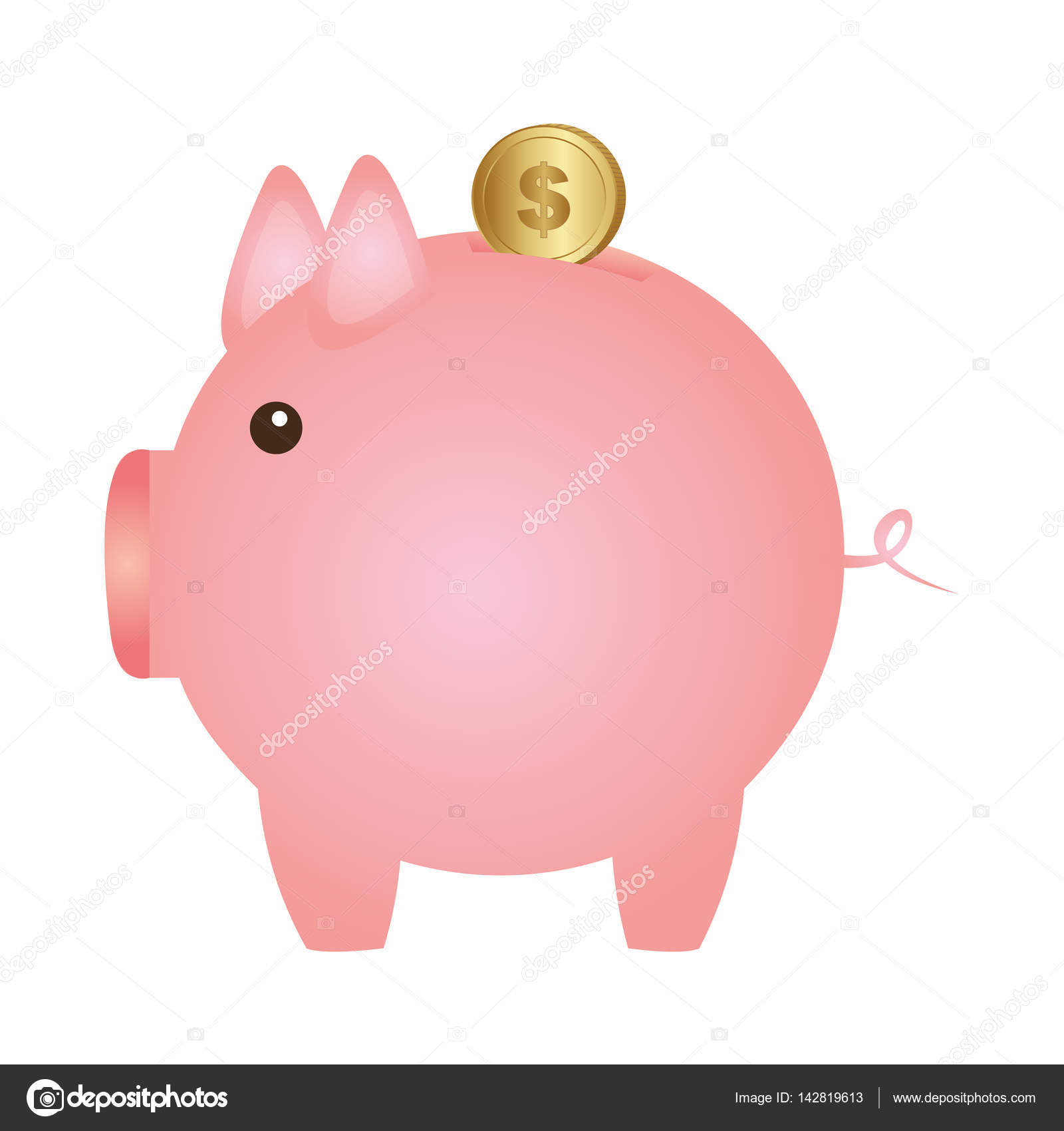 color silhouette with money box in shape of pig — Stock Vector ...