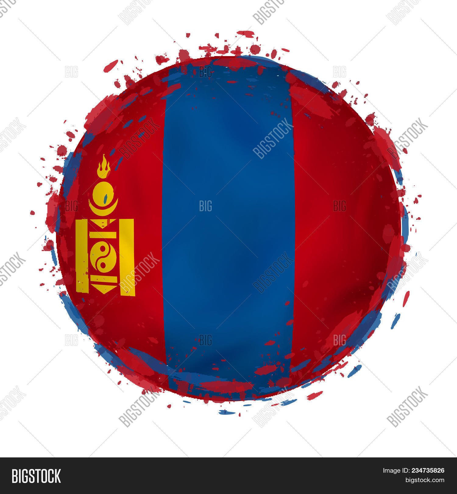 Round Grunge Flag Mongolia Vector & Photo | Bigstock