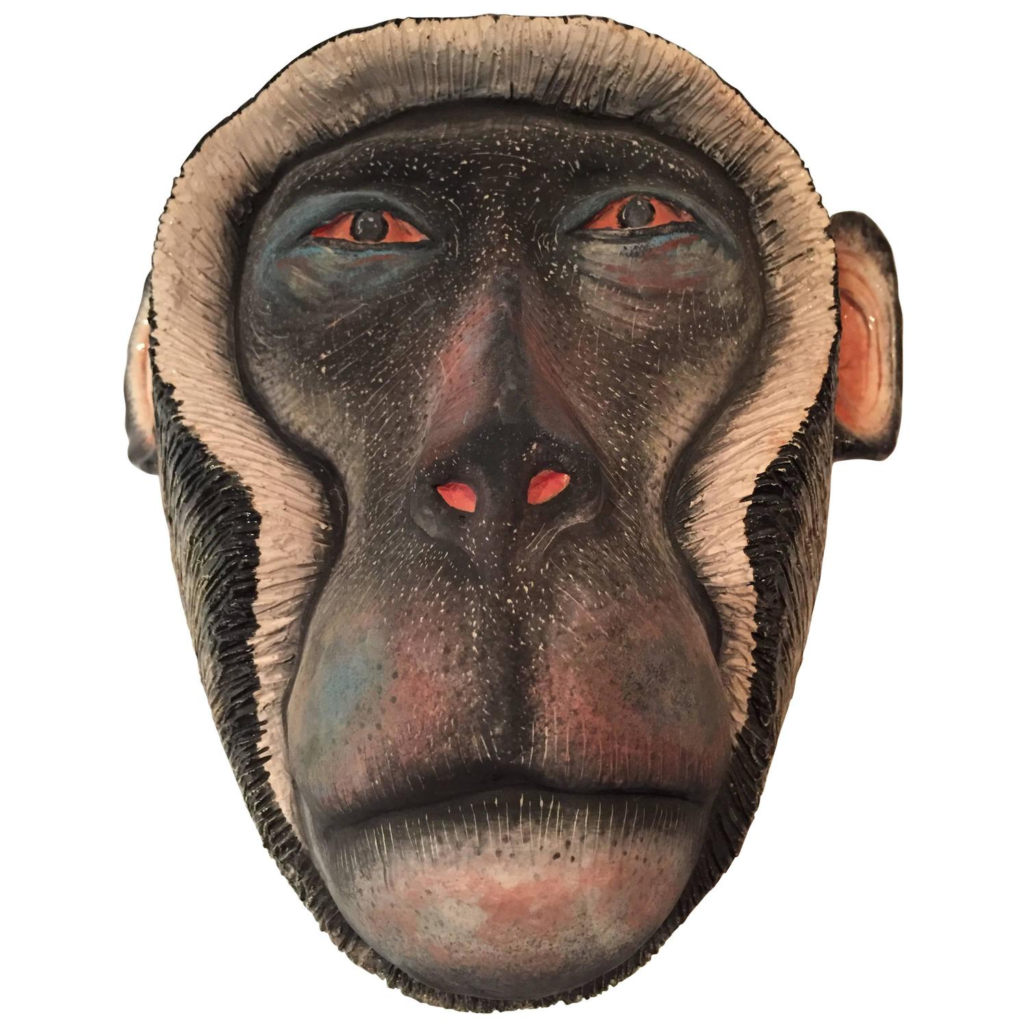 Monkey Mask Ceramic Sculpture by Ardmore from South Africa For Sale ...