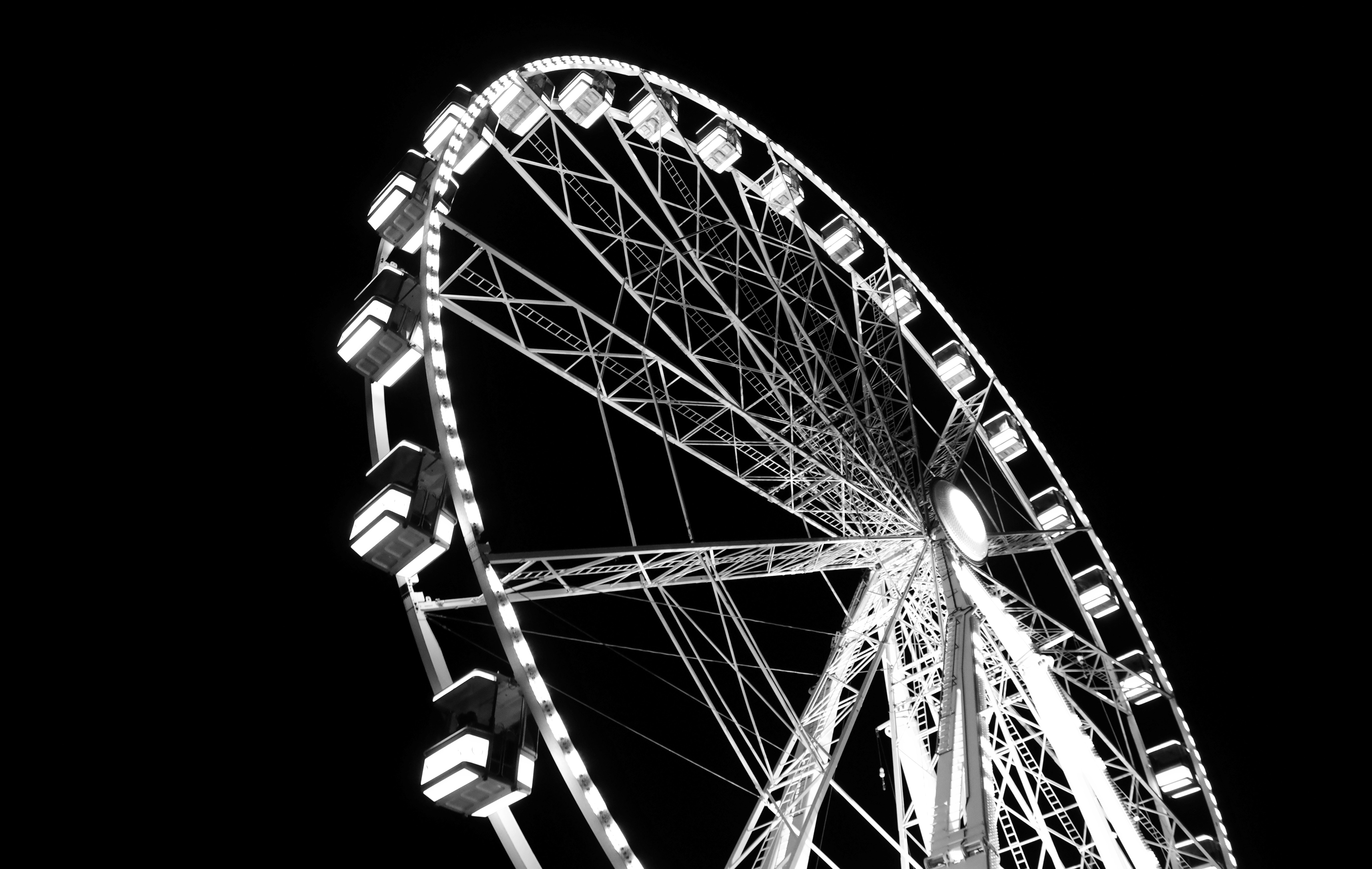 Monochrome photography of ferris wheel