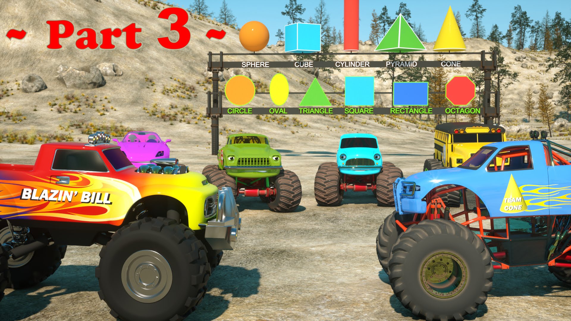Learn Shapes And Race Monster Trucks - TOYS (Part 3) | Videos For ...