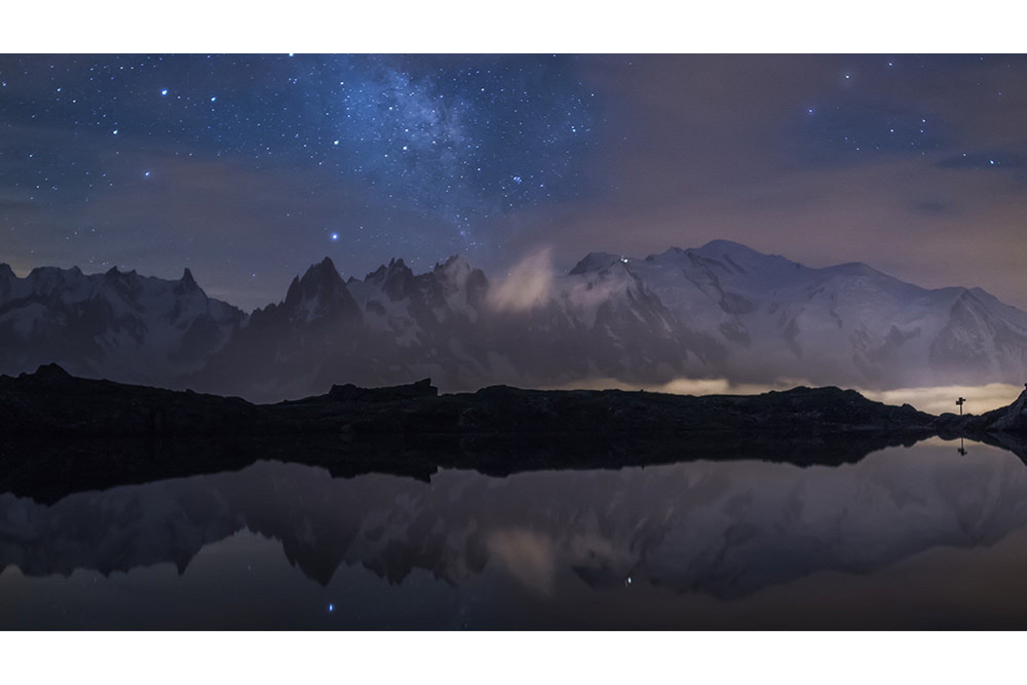 Time Lapse footage Reflection of Milky way over Mont Blanc in ...
