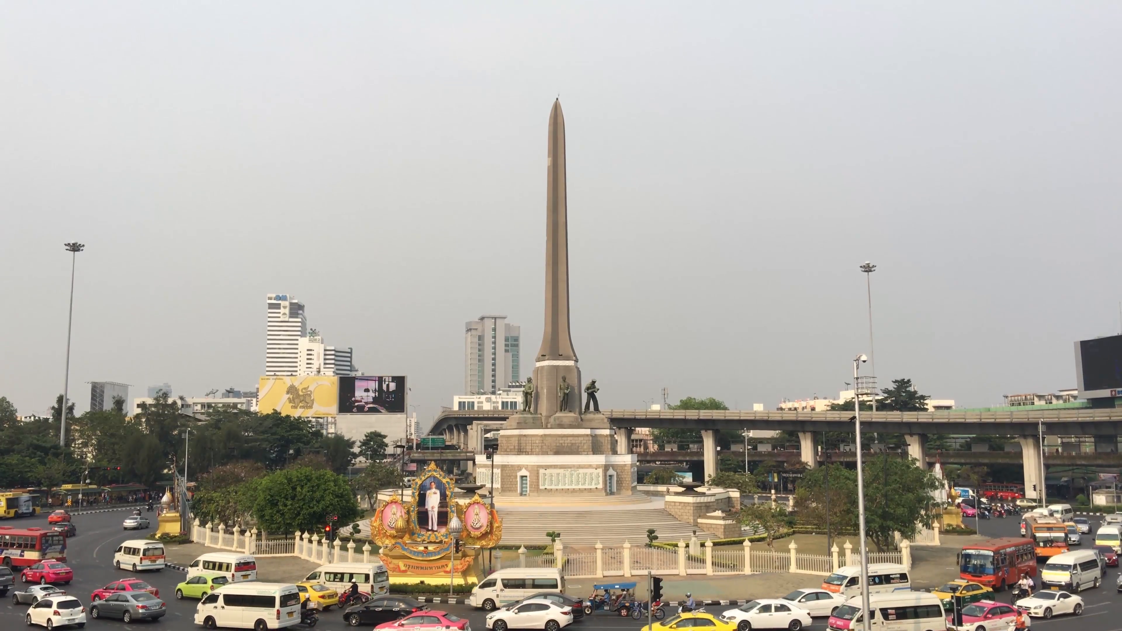 Traffic around the Victory Monument in Bangkok, Thailand Stock Video ...