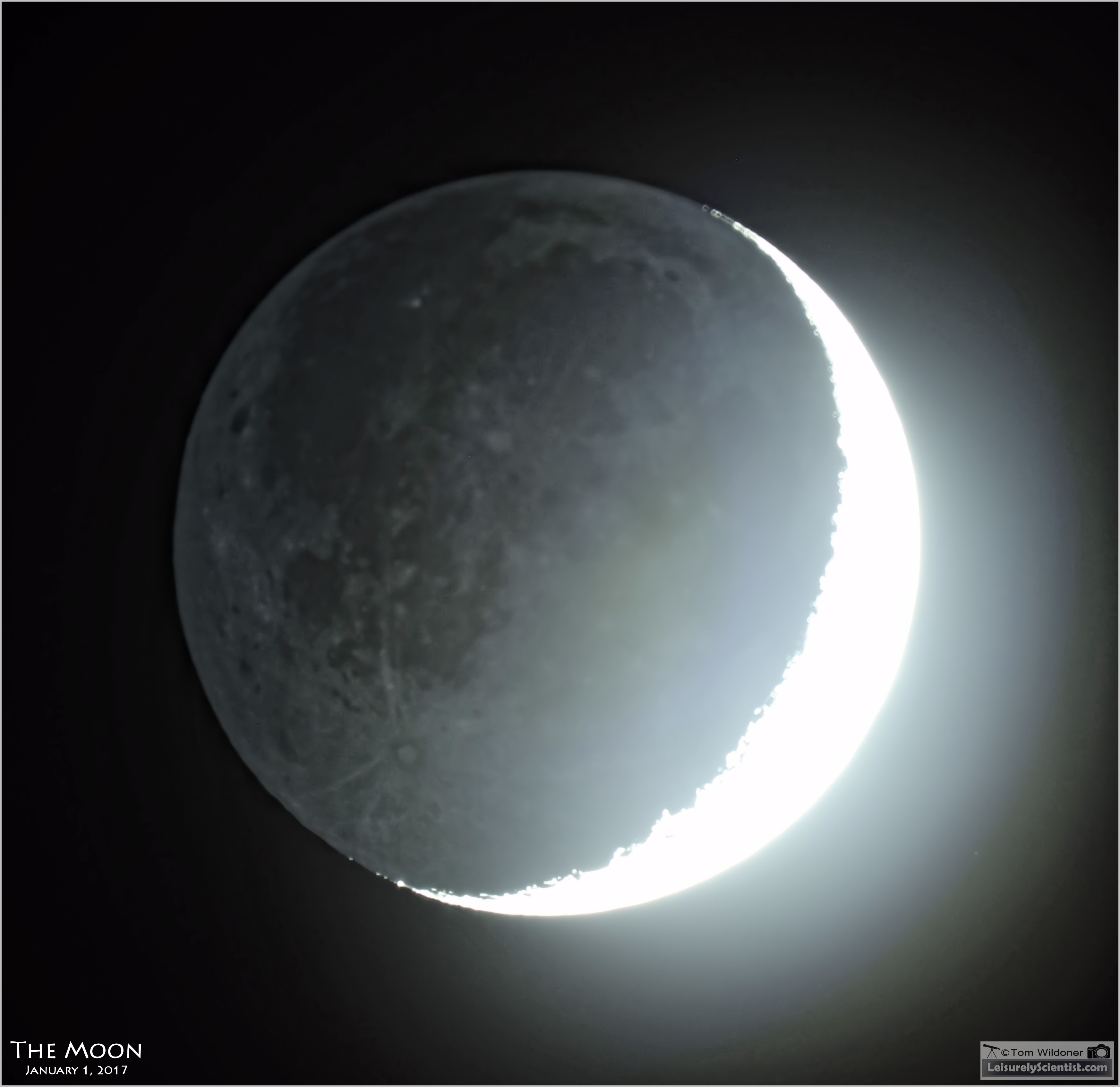 Crescent Moon and Earthshine on January 1, 2017 - Astronomy Magazine ...