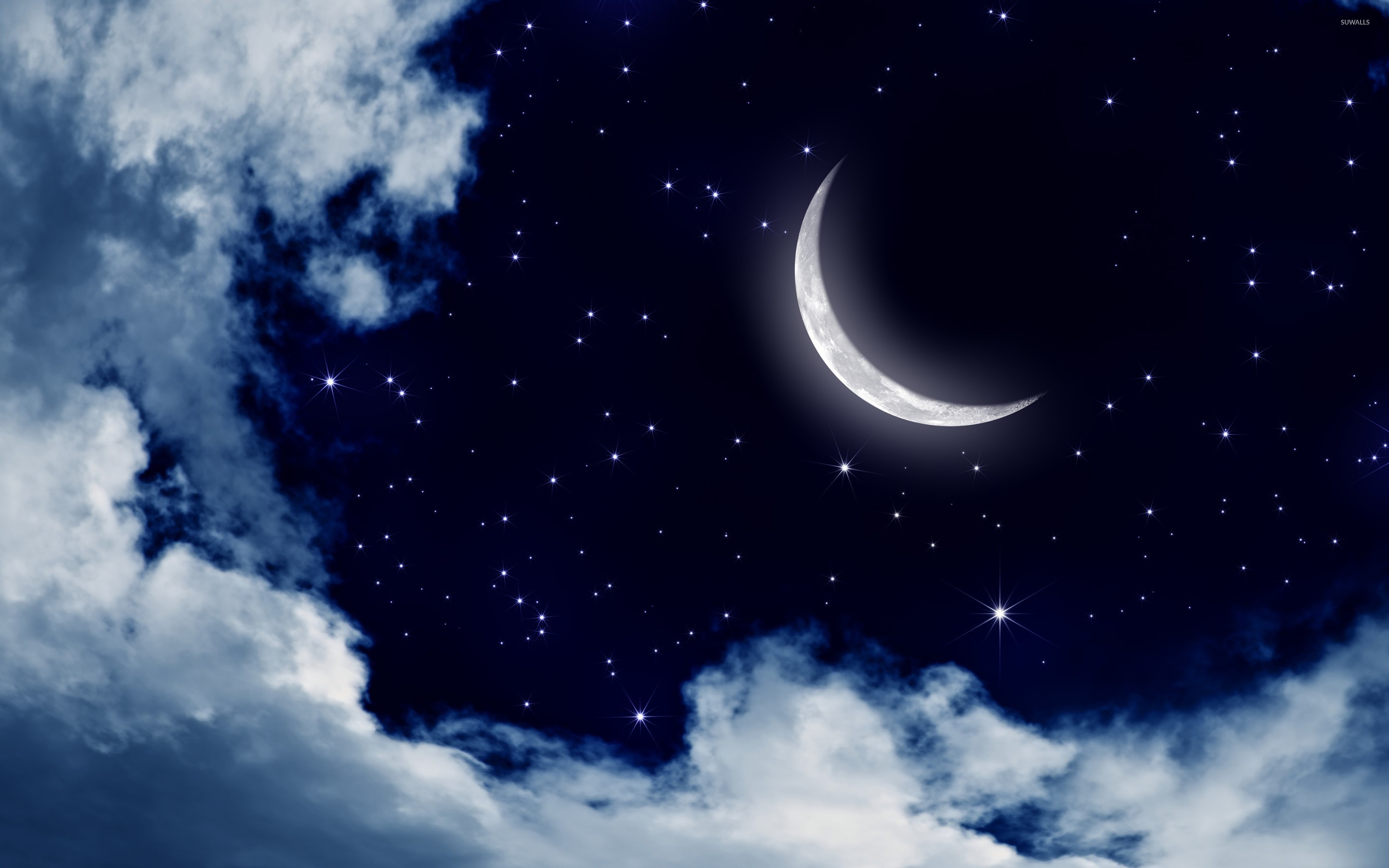 Moon and stars in the sky wallpaper - Digital Art wallpapers - #25176