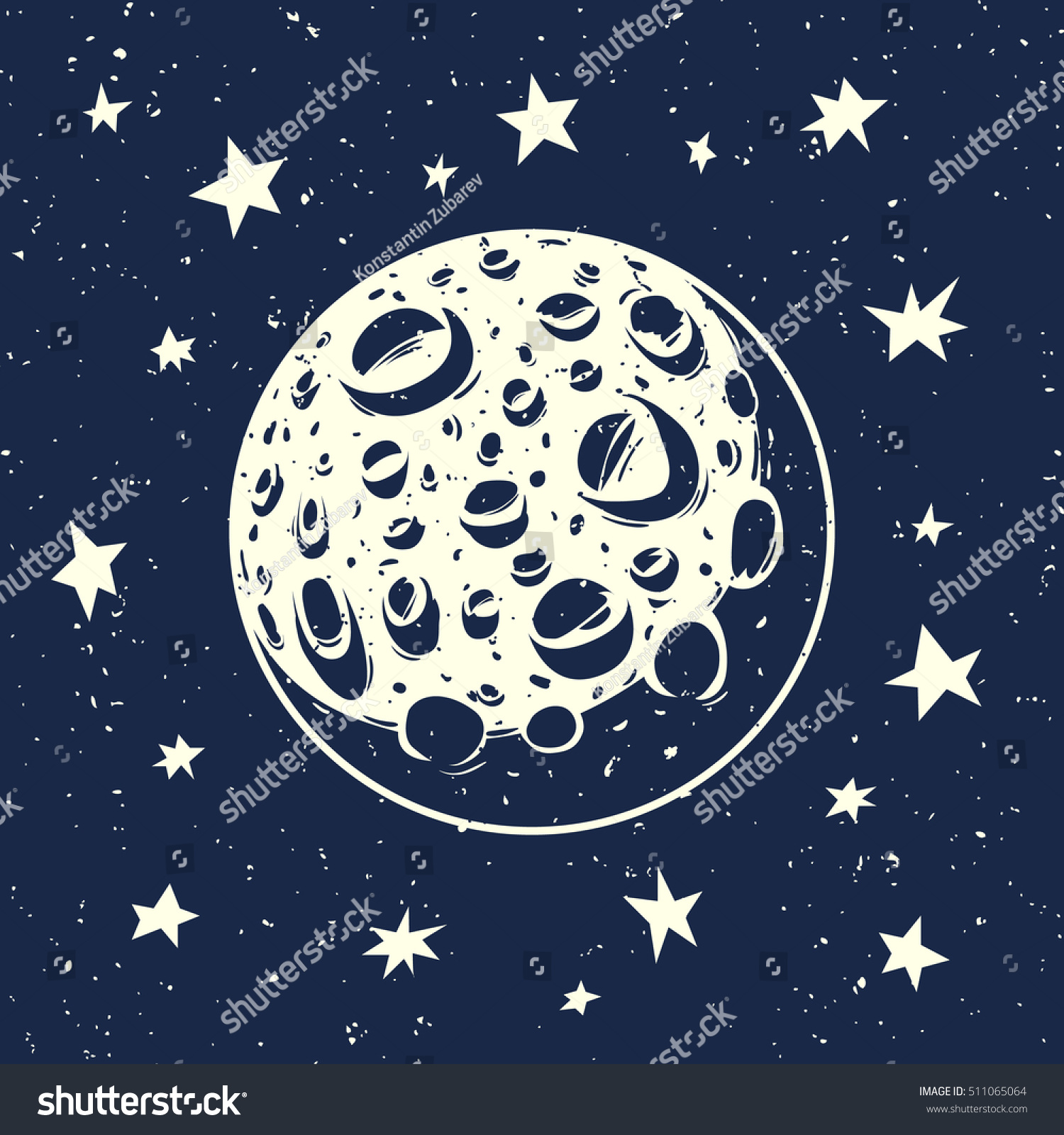 Vector Illustration Moon Stars Full Moon Stock Photo (Photo, Vector ...