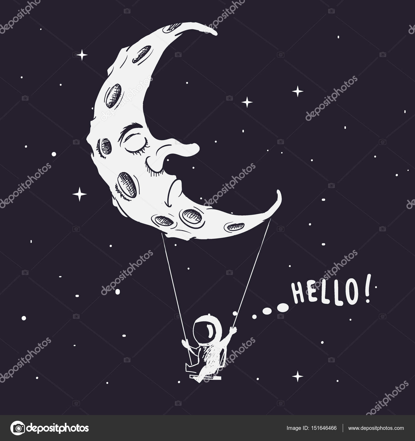 Spaceman on swing boat with moon. — Stock Vector © mirquurius #151646466