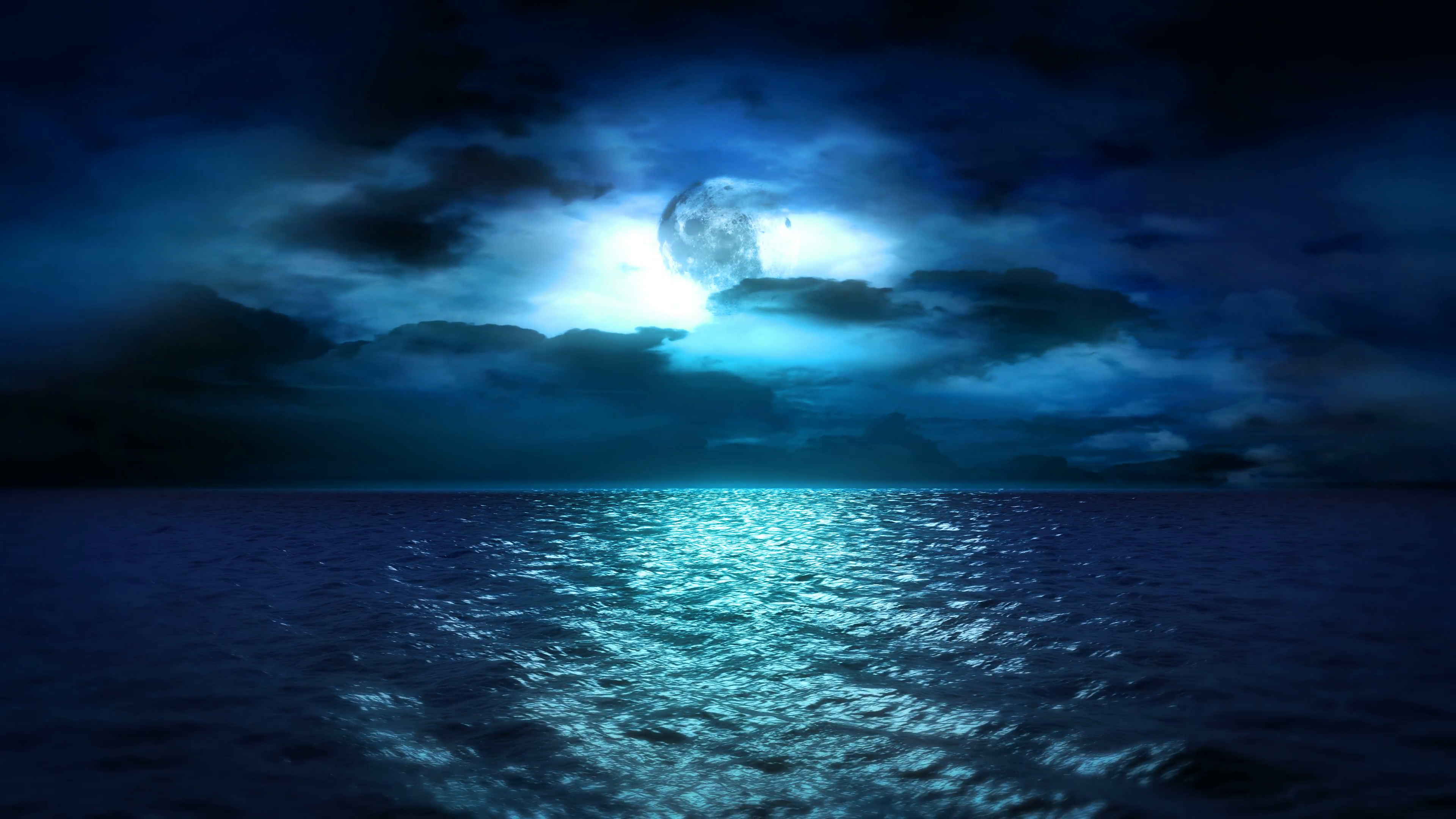 Ocean Moonlight and Clouds (Loop) Motion Background - Videoblocks