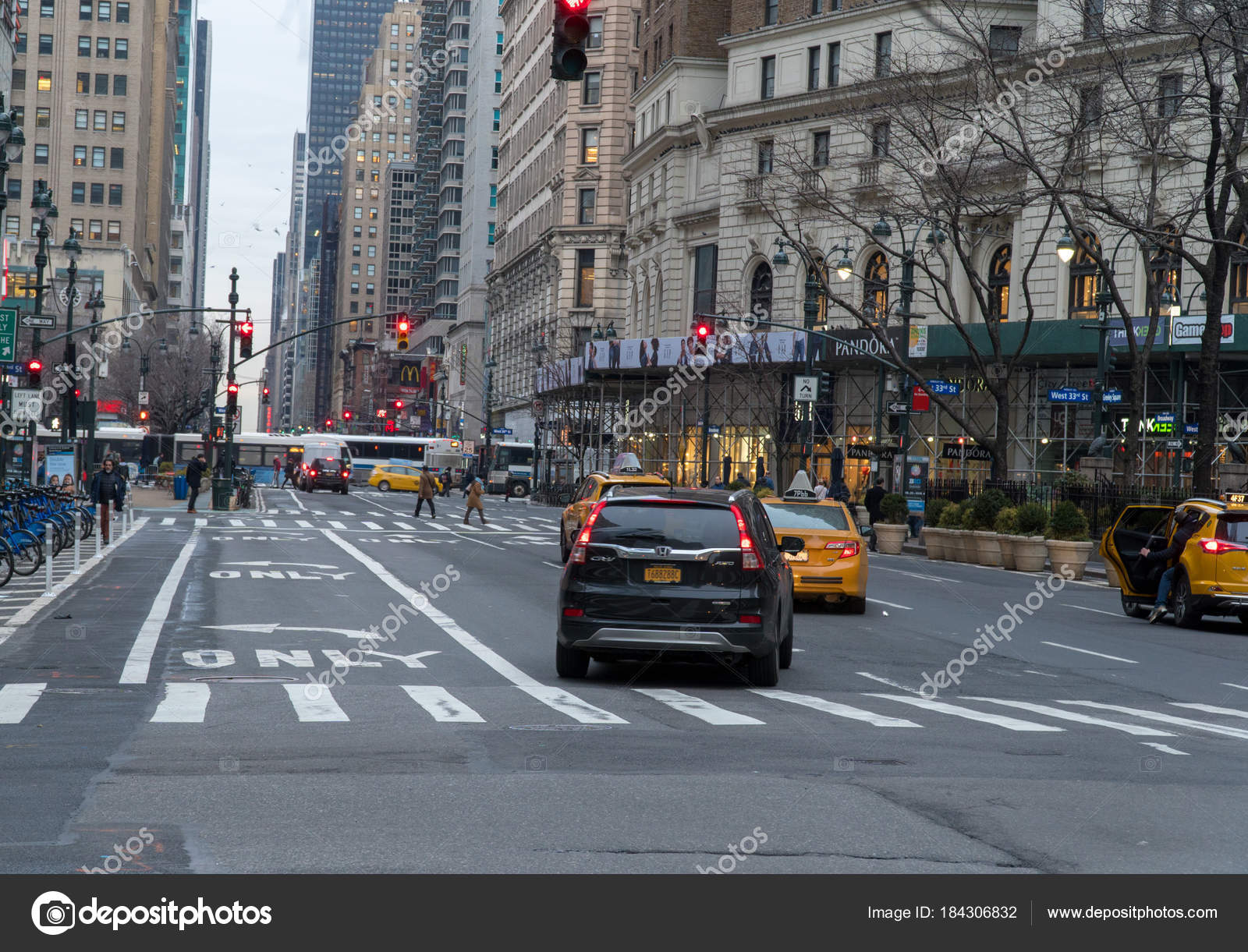 New York City Circa 2018 Manhattan Street View Morning Traffic ...