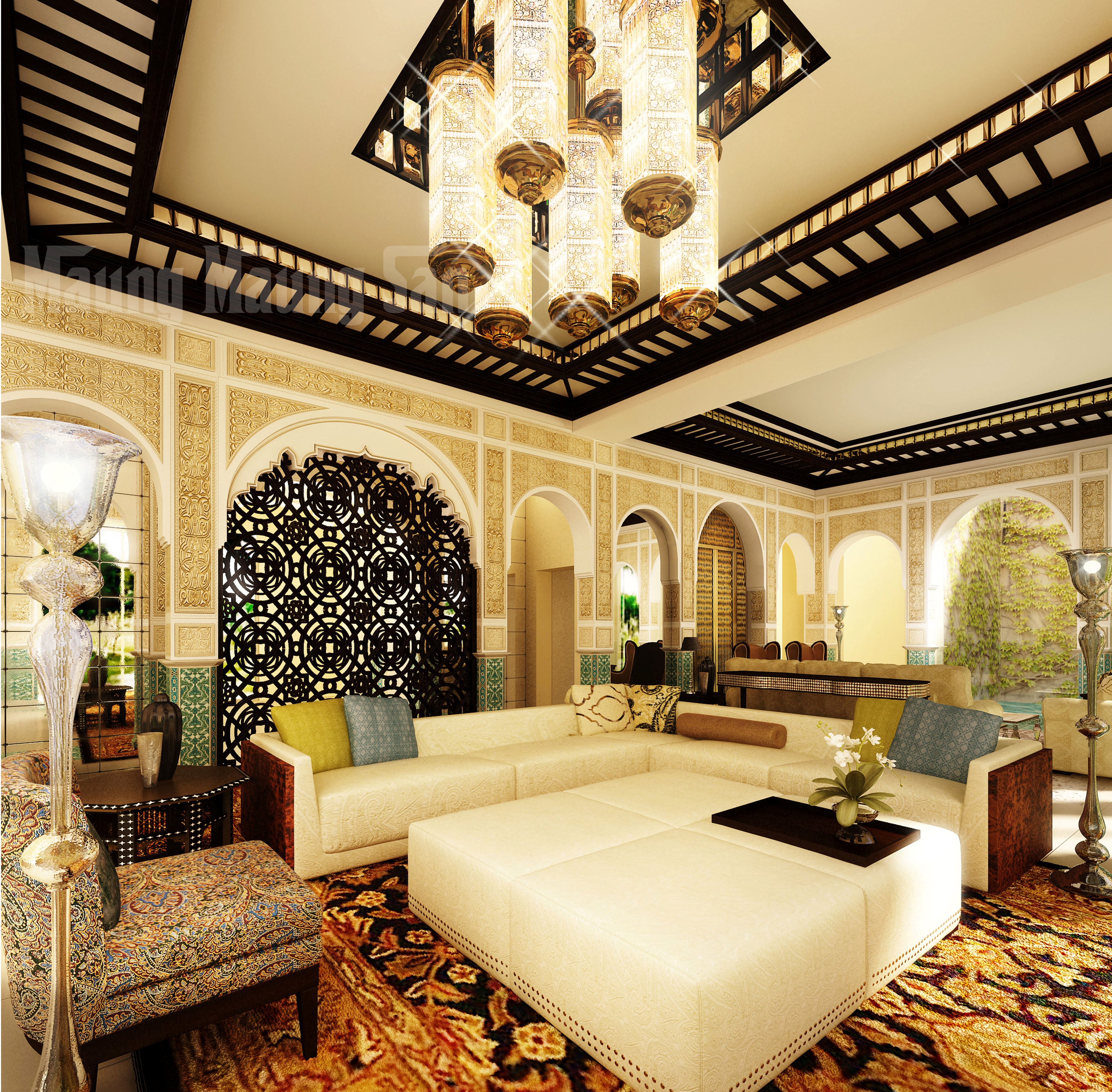 Furniture : Moroccan Home Interior Design With Unique Room Divider ...