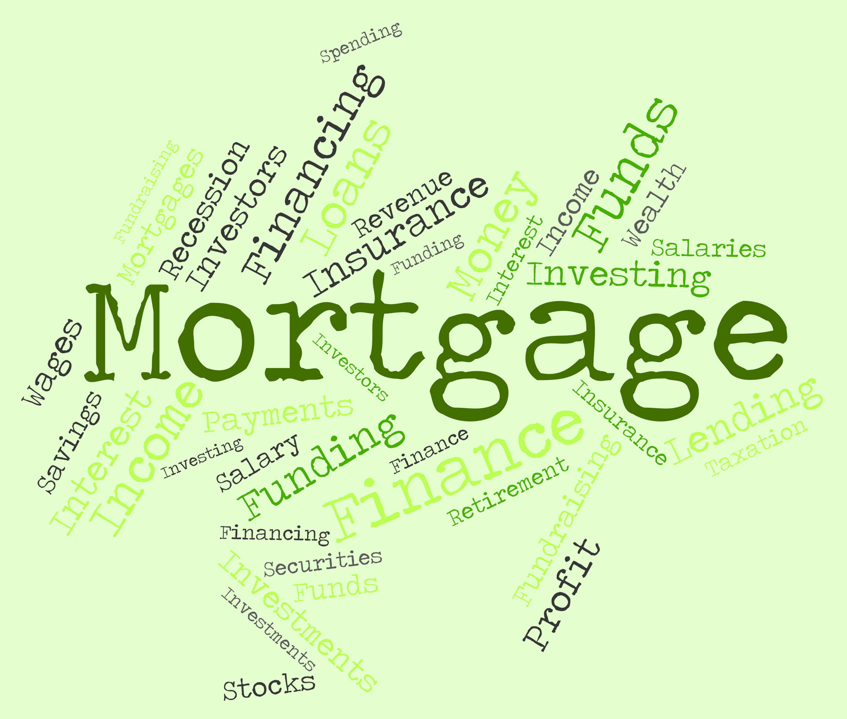 Mortgage word means borrow money and house photo