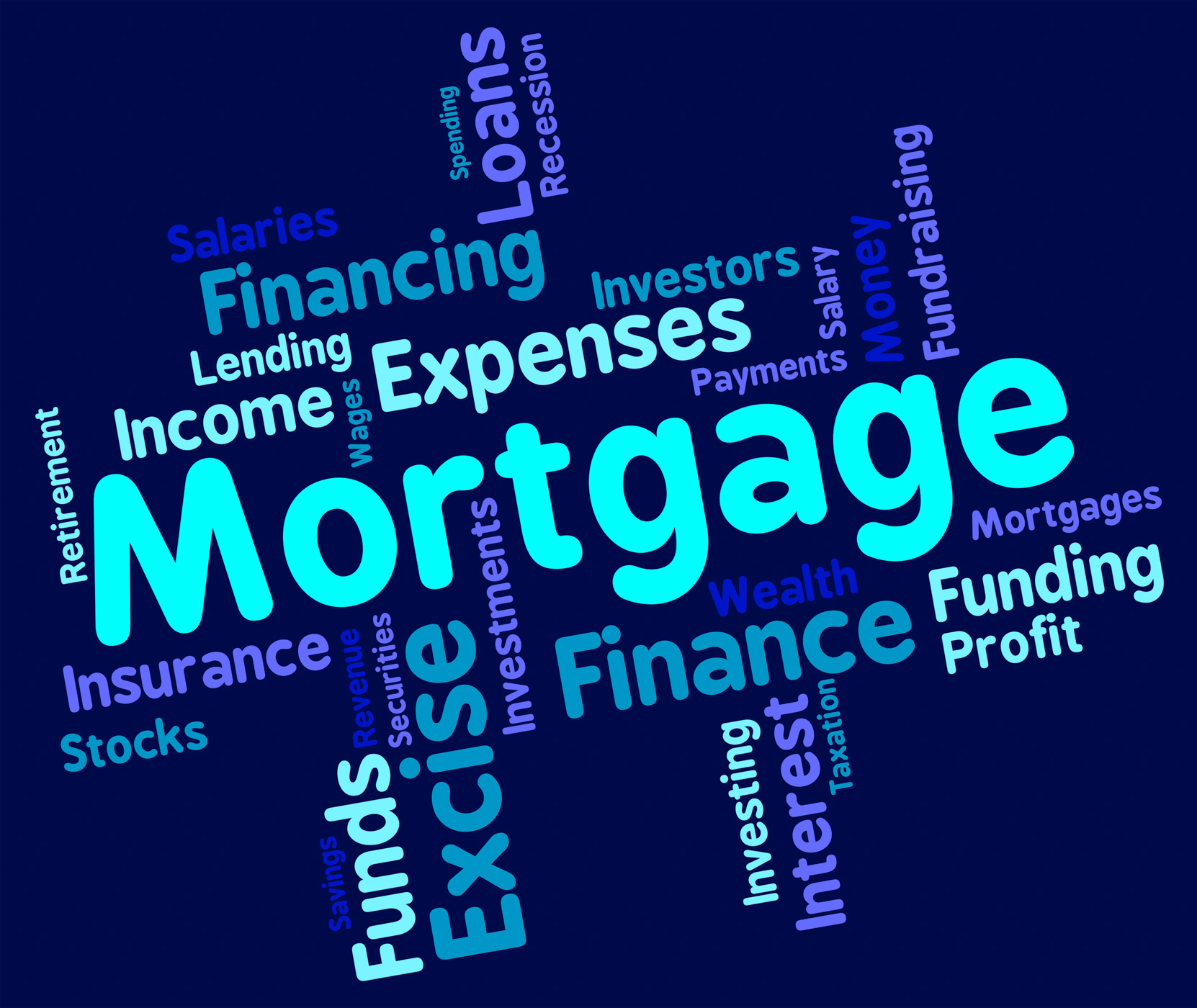 Mortgage word shows home loan and debt photo