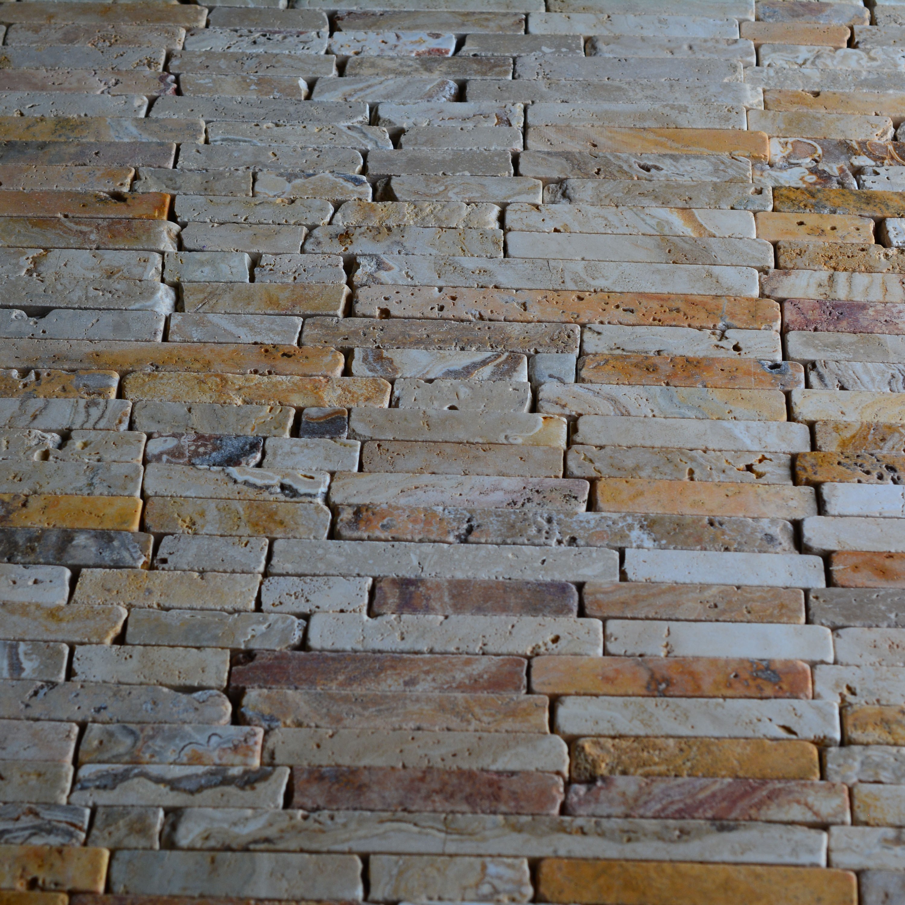 Natural Stone Scabos Travertine Random Brick Pattern Tumbled Mosaic ...