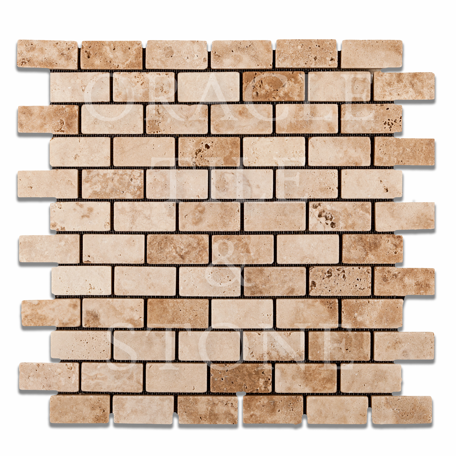 Andean Vanilla Travertine 1 X 2 Brick Mosaic Tile | Oracle Tile & Stone