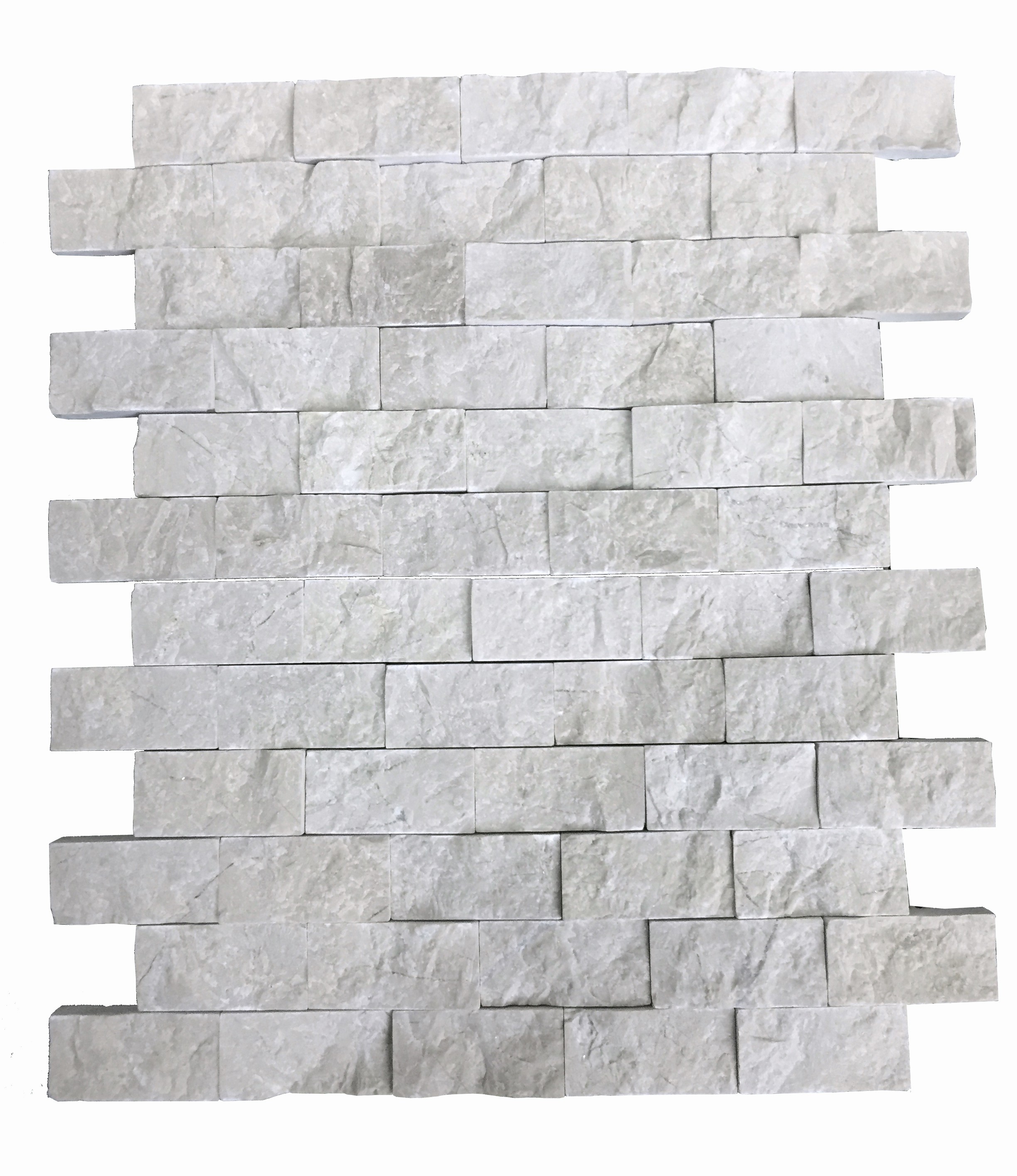 1 x 2 Botticino Beige Split Face Brick Pattern Mesh-Mounted Marble ...