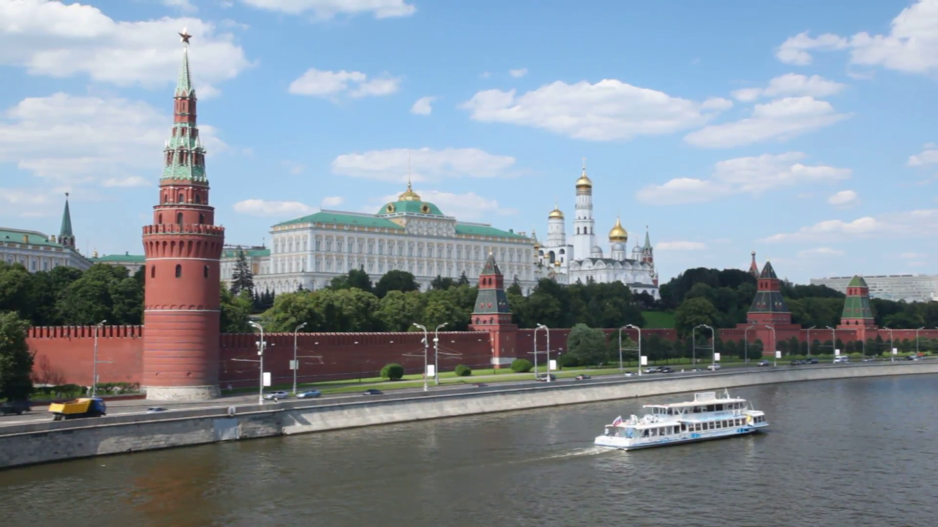 Kremlin from the Moscow river front view Stock Video Footage ...
