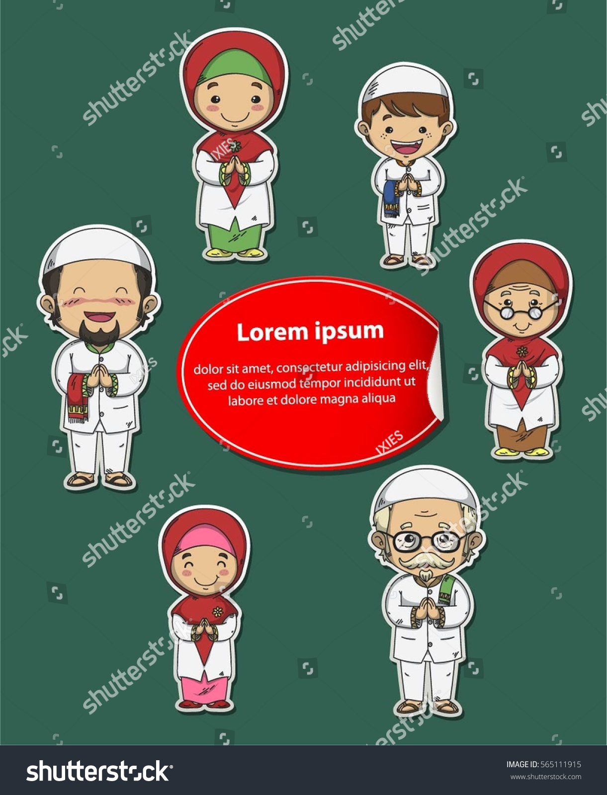 We Moslem Family Doodle Vector Patch Stock Vector (2018) 565111915 ...