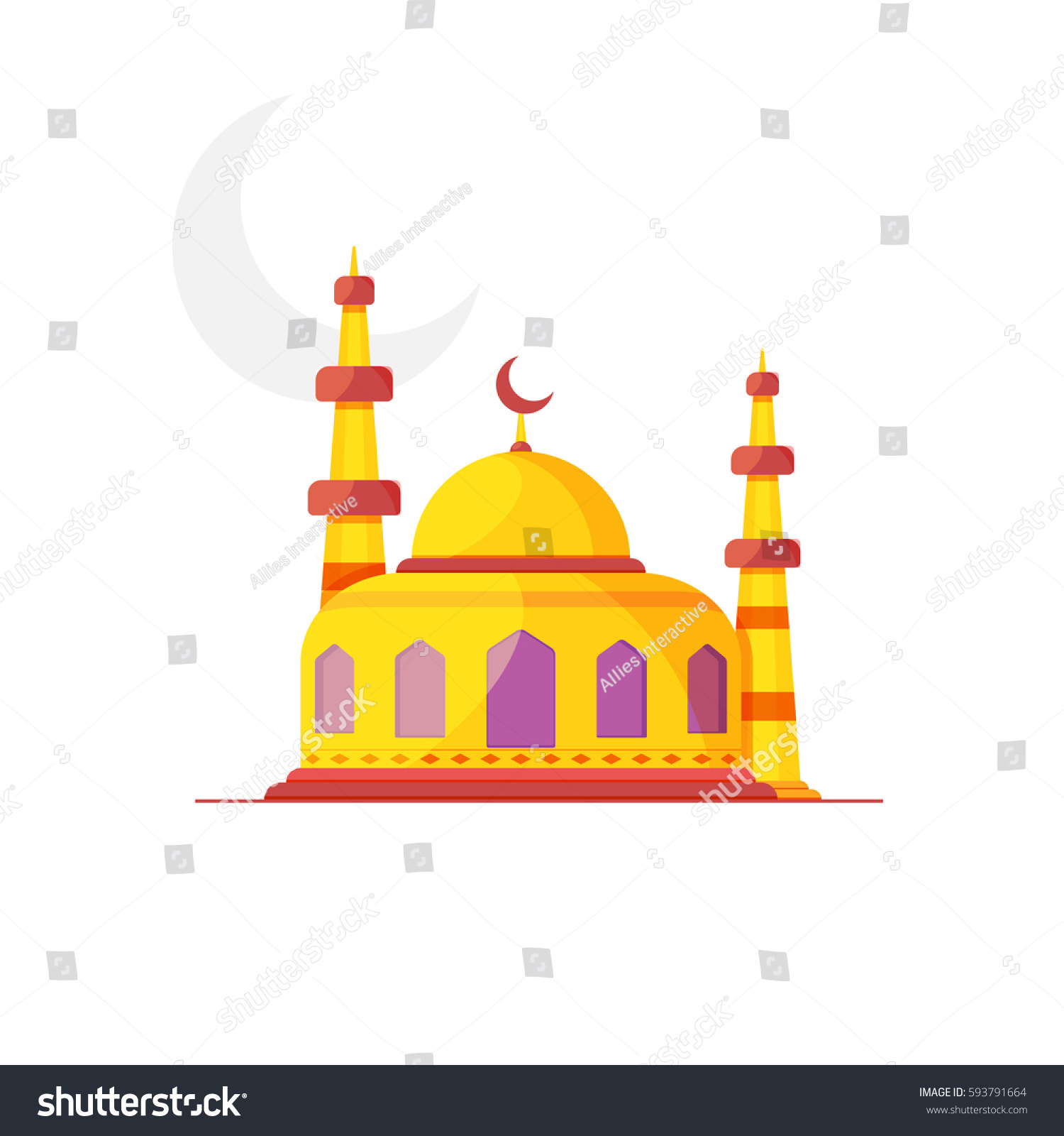 Creative Mosque Crescent Moon Muslim Community Stock Vector ...