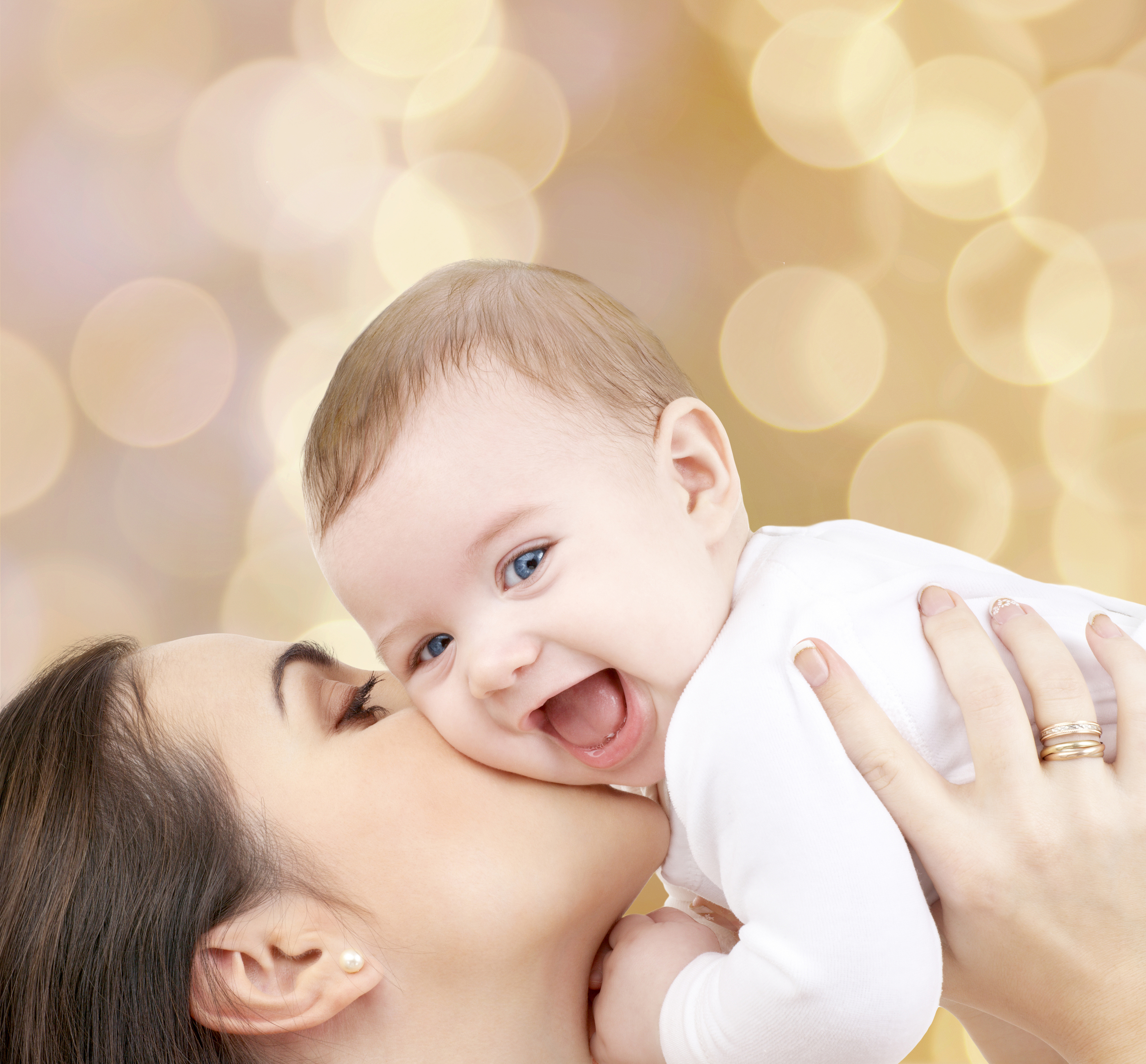 family, child and happiness concept – happy mother with baby ...