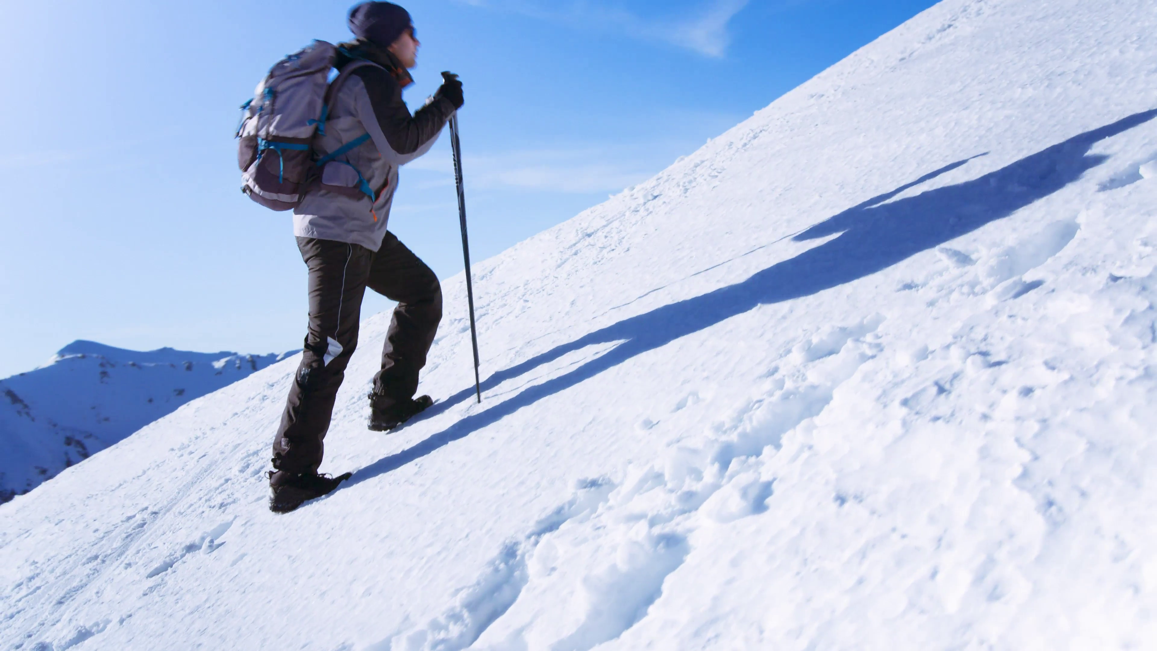 Mountain Hiker Climbing Adventure Success Top Snow Man Climber ...