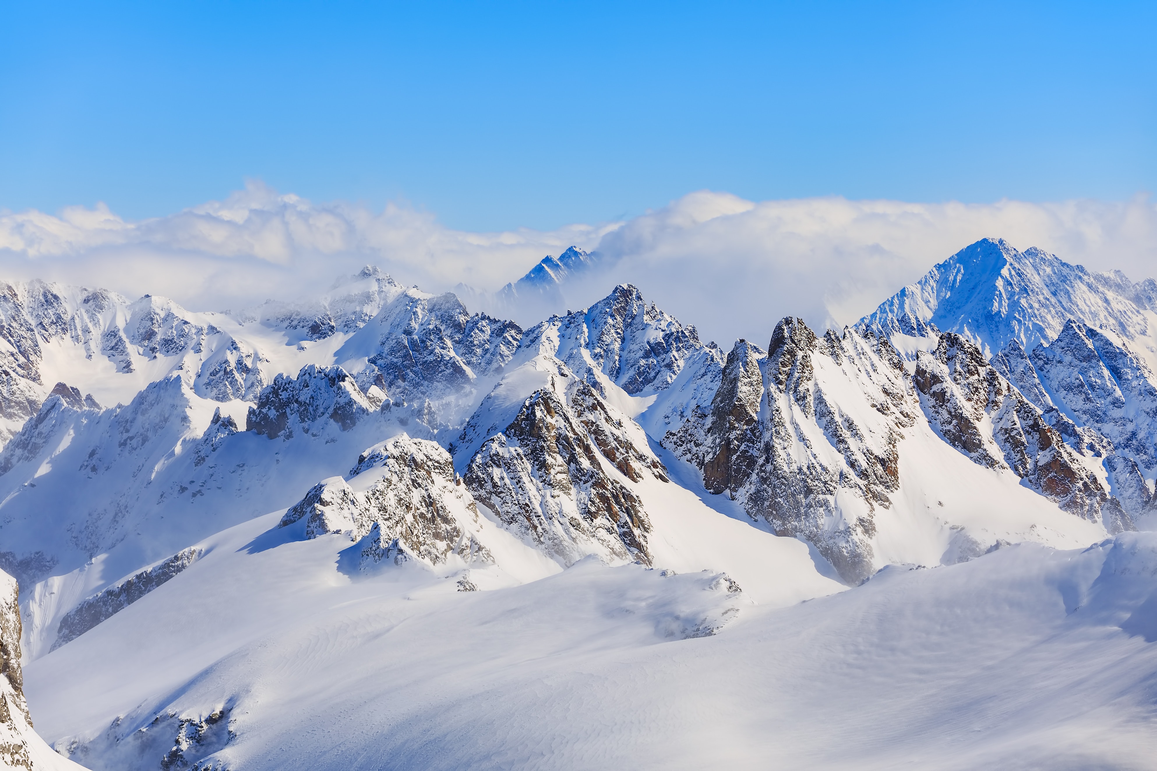 Mountain Ranges Covered in Snow, Adventure, Slope, Pinnacle, Resort, HQ Photo