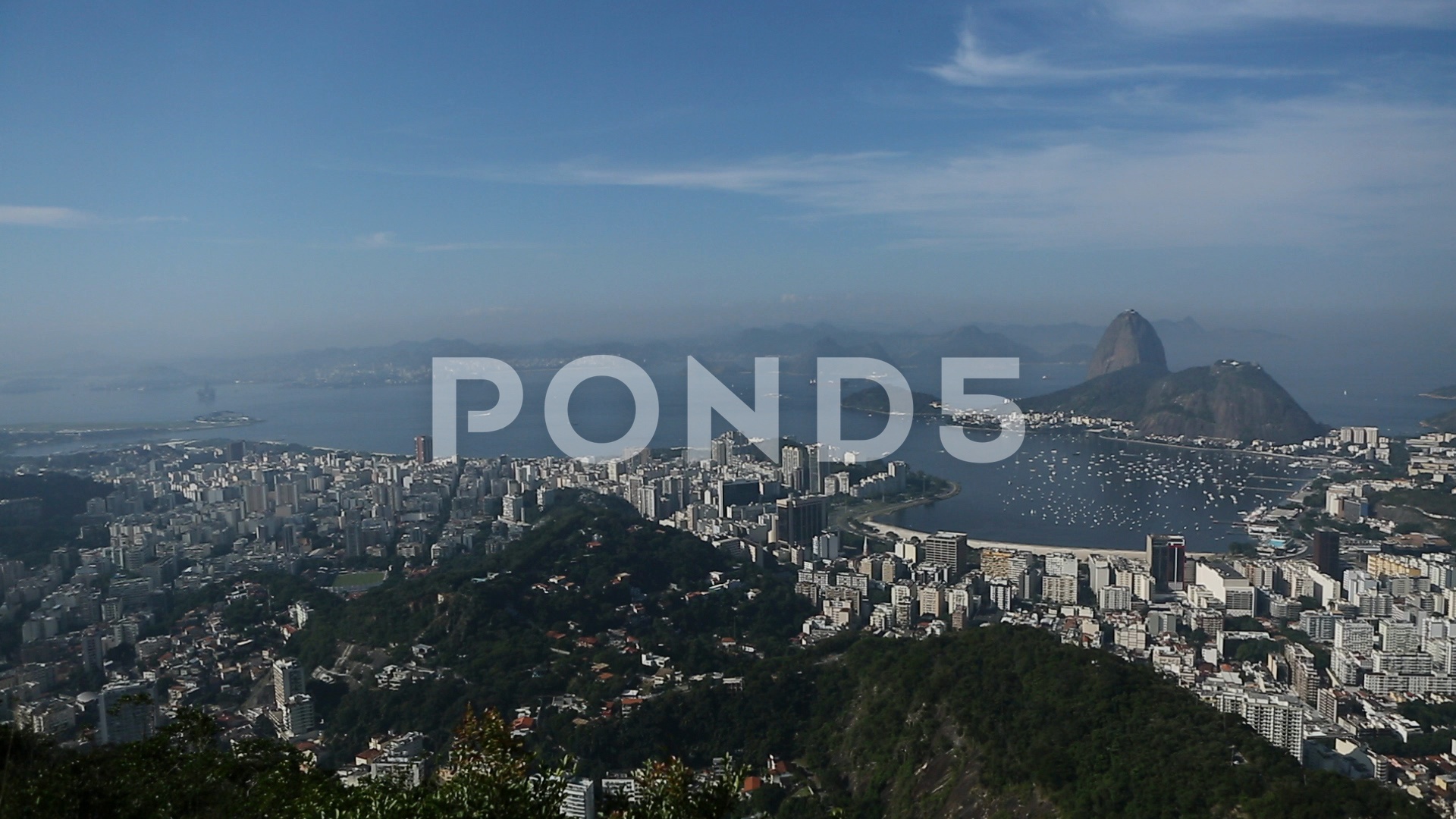 Extreme long wide angle shot of Rio de Janeiro from a mountain ...