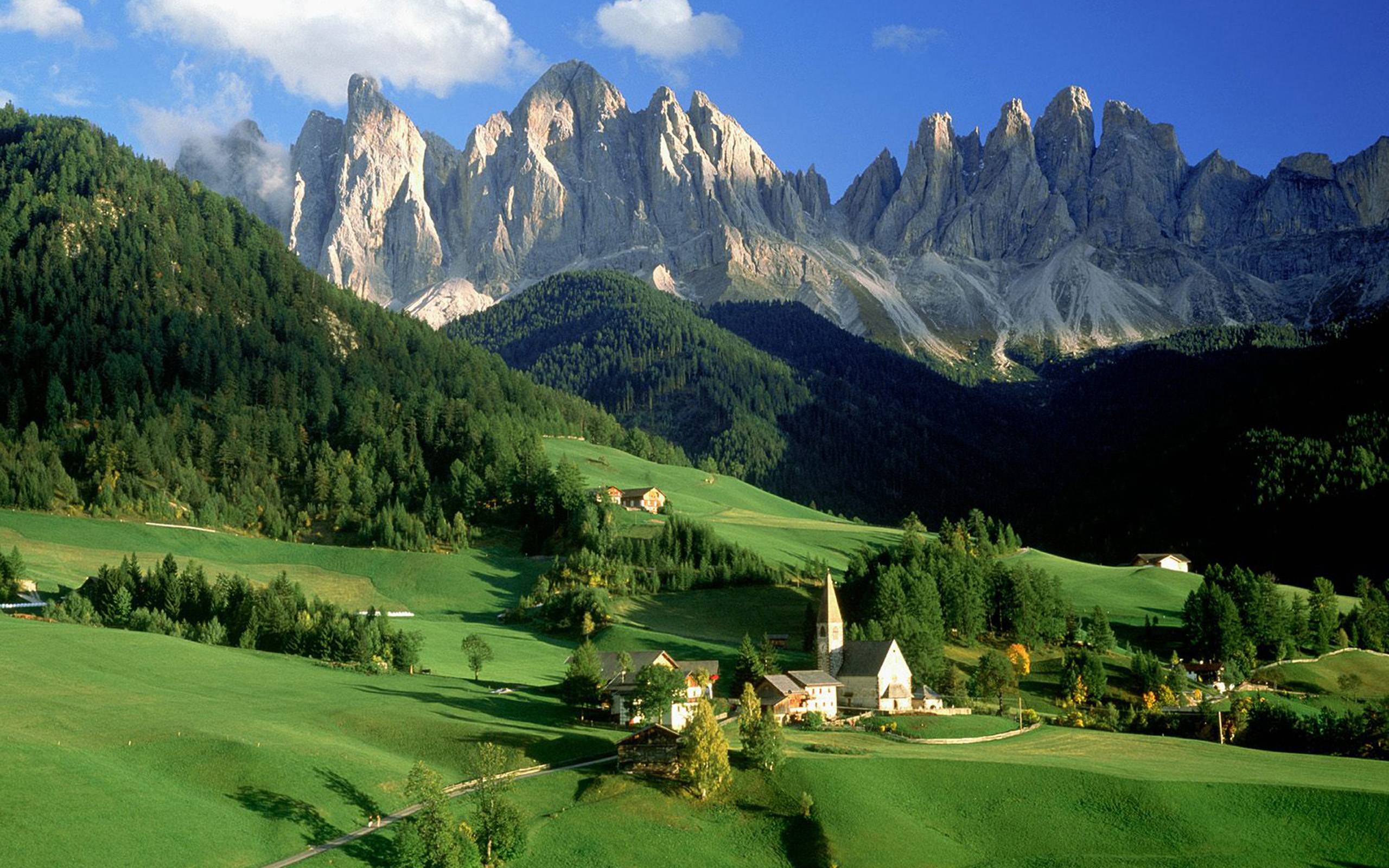 Picture of the beautiful mountainous region, the Val Di Funes, in ...