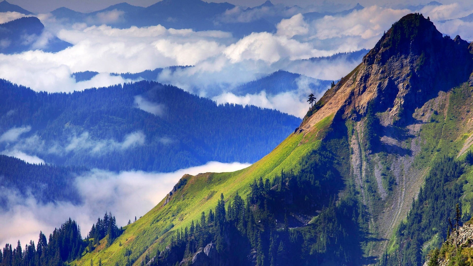 Mountains: Magnificent Mountain View Mountains Slope Forests Clouds ...