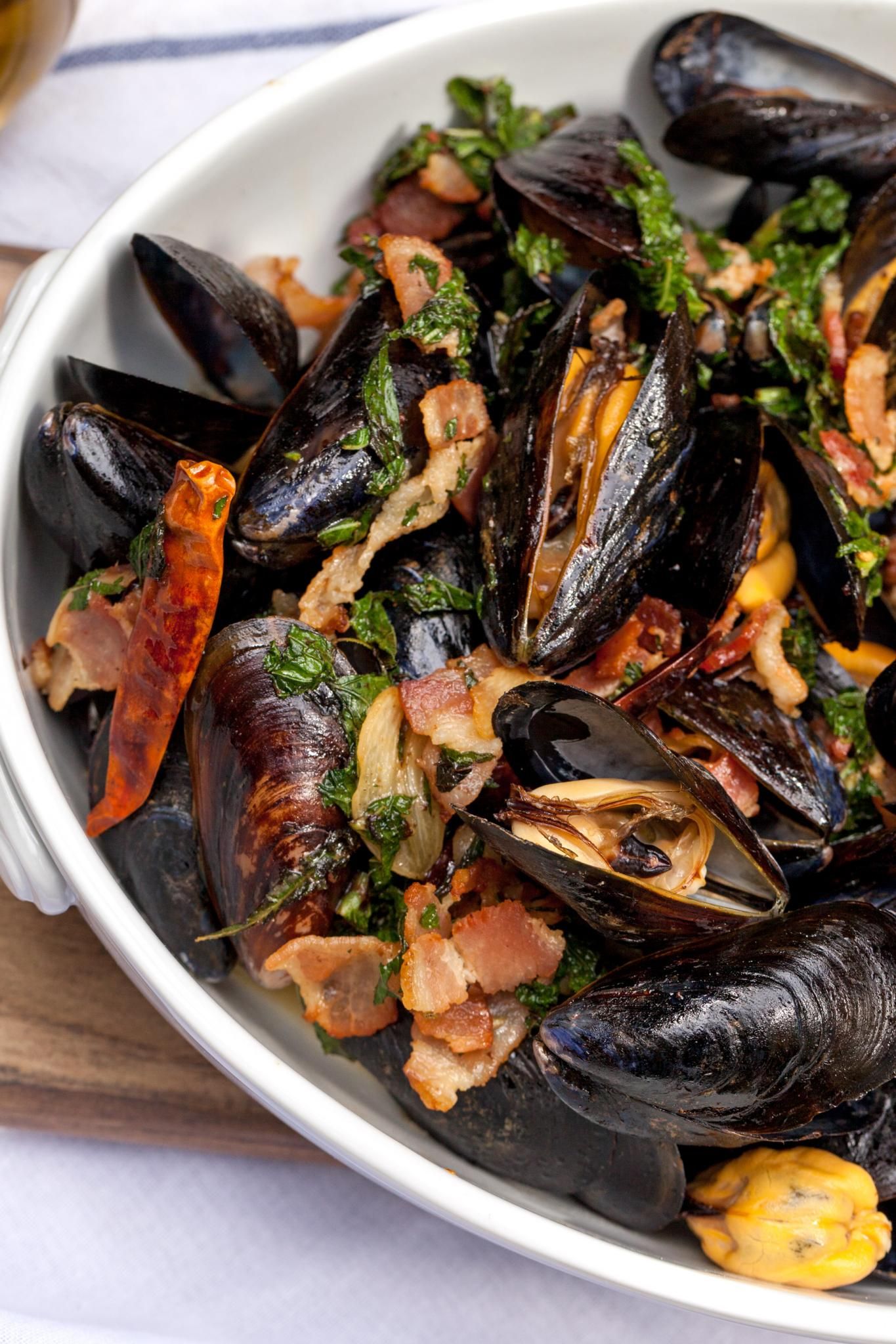 Mussels with Mint, Chillies, and Bacon — Transport yourself to ...
