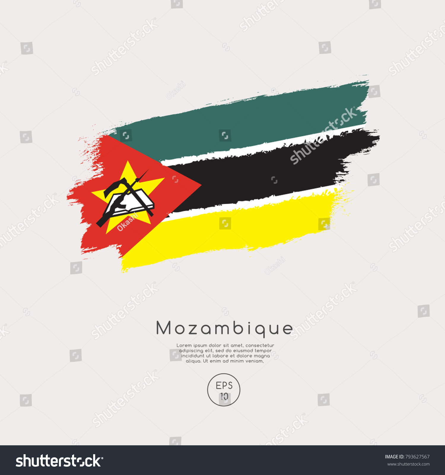 Flag Mozambique Grunge Brush Stroke Vector Stock Vector (2018 ...