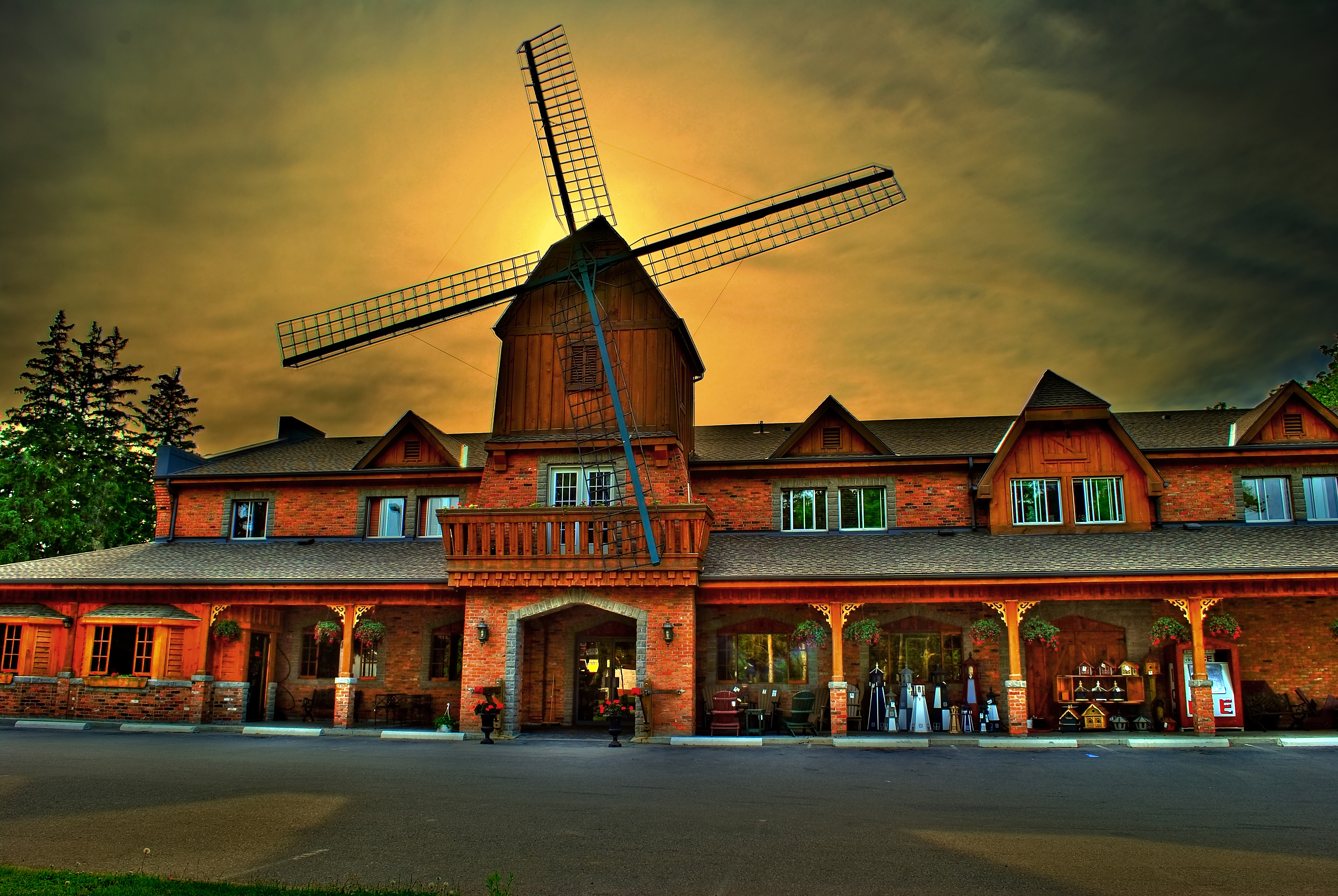 Mt. Pleasant Dutch Windmill, Bakery, Building, Colorful, Evening, HQ Photo