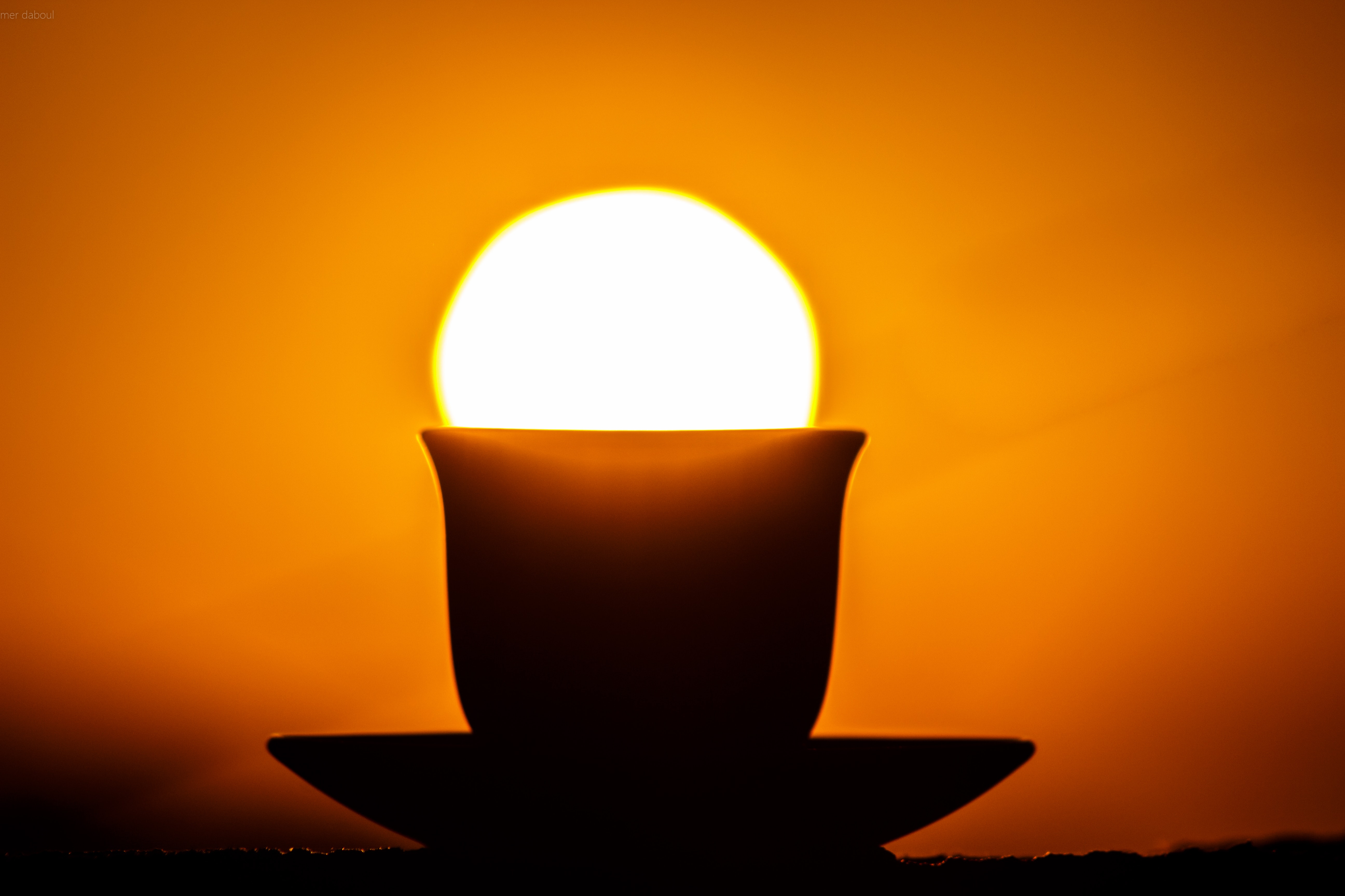 Mug With Plate Silhouette Photo, Art, Evening, Table, Sunset, HQ Photo