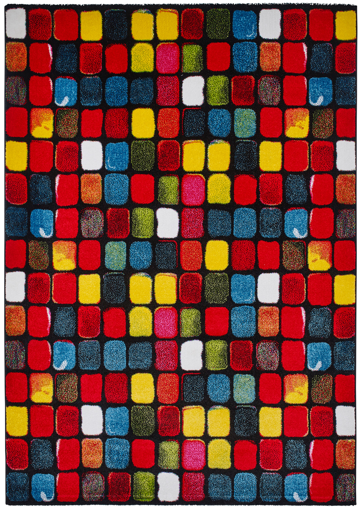 Bright Multi Colour Tiles Pattern Rug 100% Polypropylene Sunrise ...