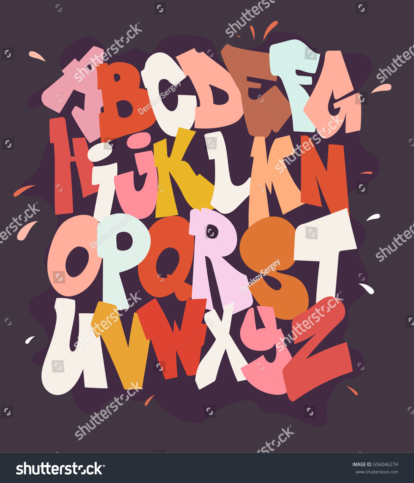 Multicolored Graffiti Font Vector Stock Vector 656046274 - Shutterstock