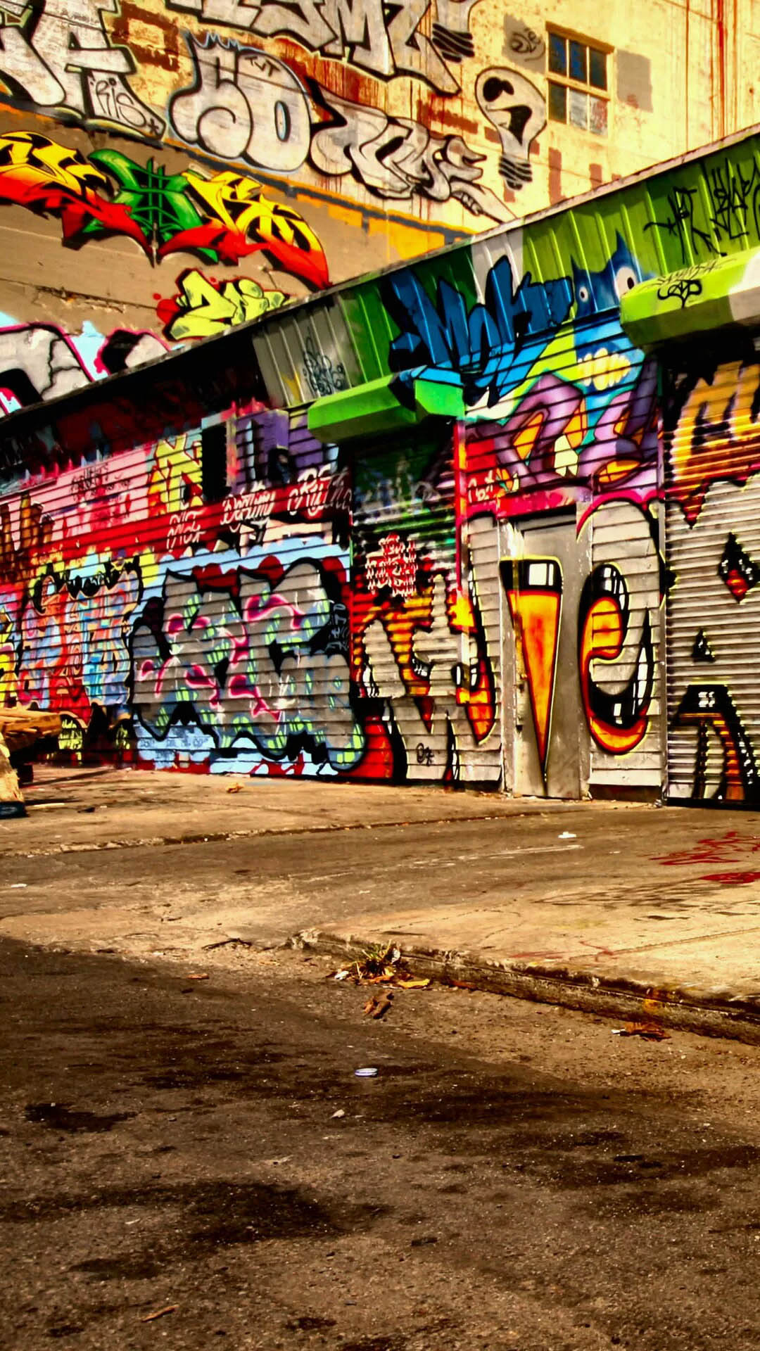 Colorful Graffiti City Alley Street Art Android Wallpaper free download